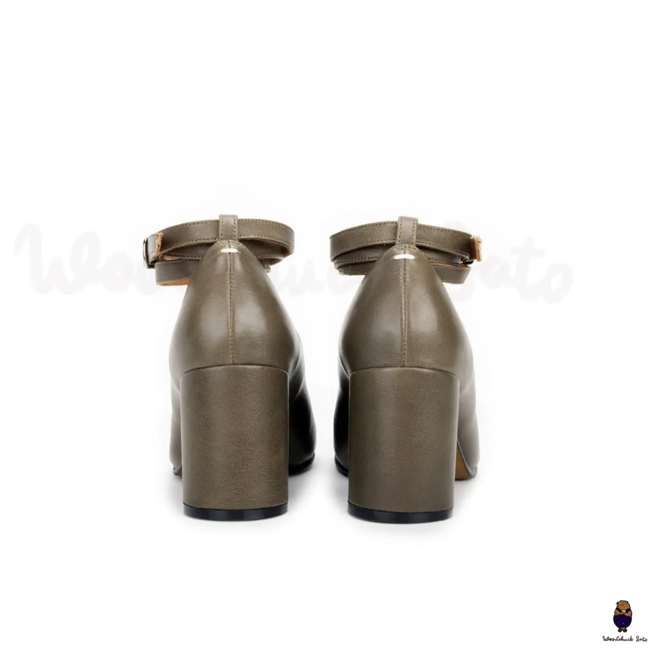 WoodchuckSato Olive Green Cow Leather Tabi 8 cm Heels with Ankle Strap sold by WoodChuckSato product image thumbnail 4