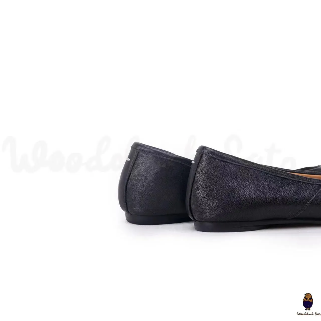 WoodChuckSato Black Tabi Split-Toe Leather Ballet Flats sold by WoodChuckSato product image thumbnail 5