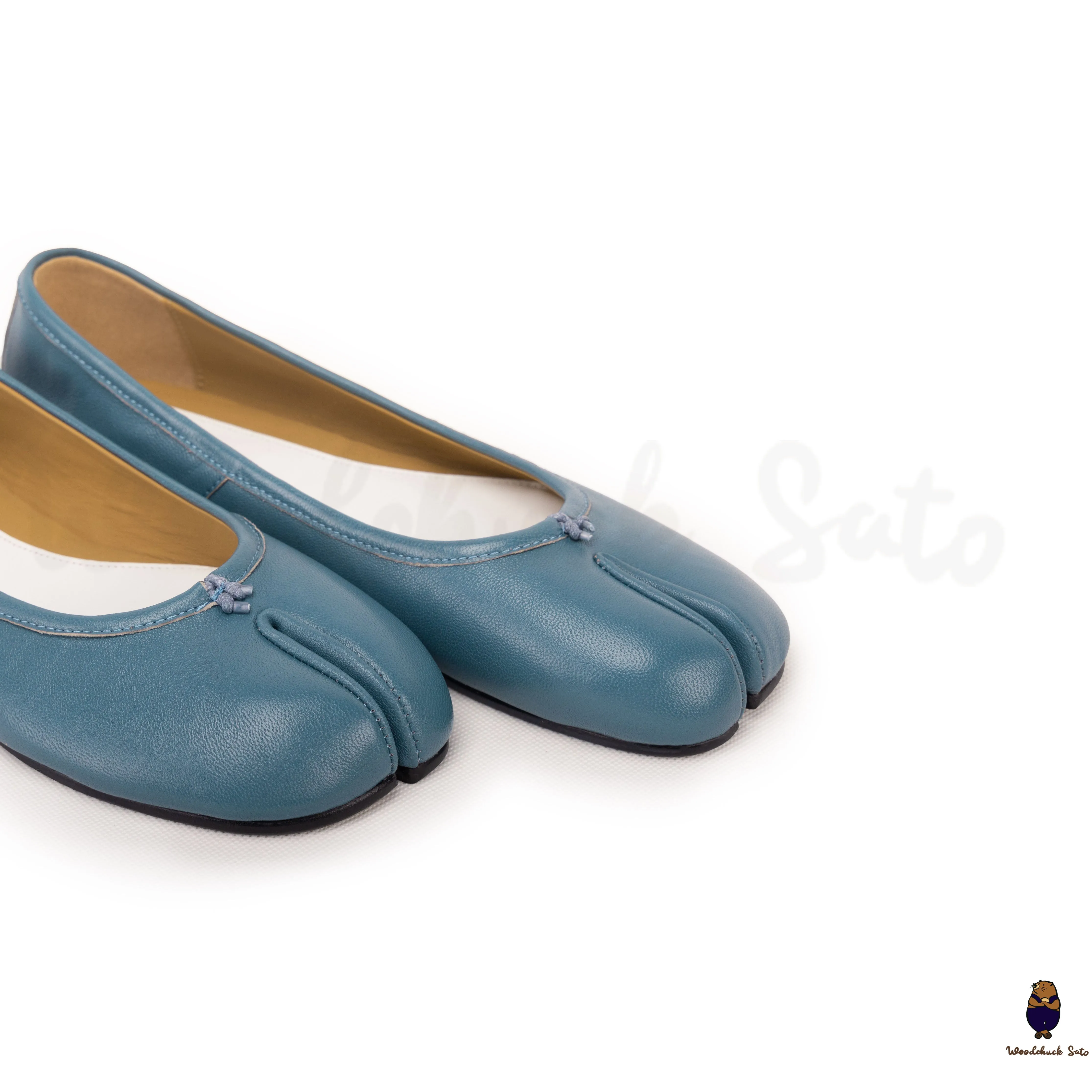 WoodchuckSato Blue Sheep Leather Split-Toe Ballet Flat sold by WoodChuckSato product image thumbnail 5