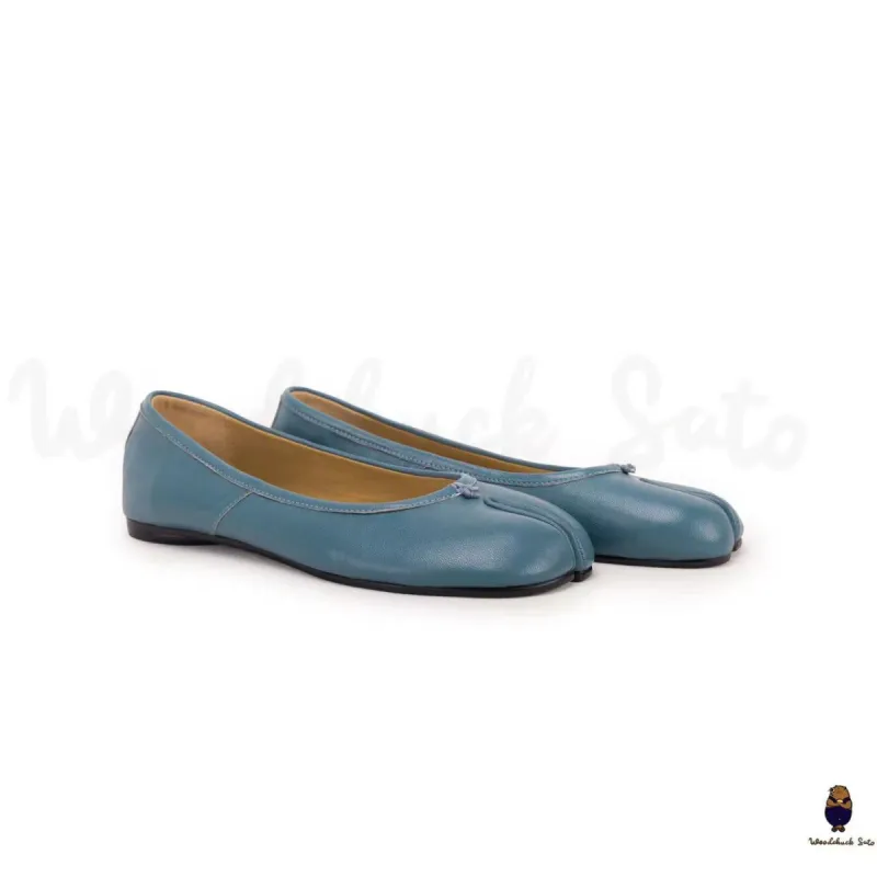 WoodchuckSato Blue Sheep Leather Split-Toe Ballet Flat sold by WoodChuckSato