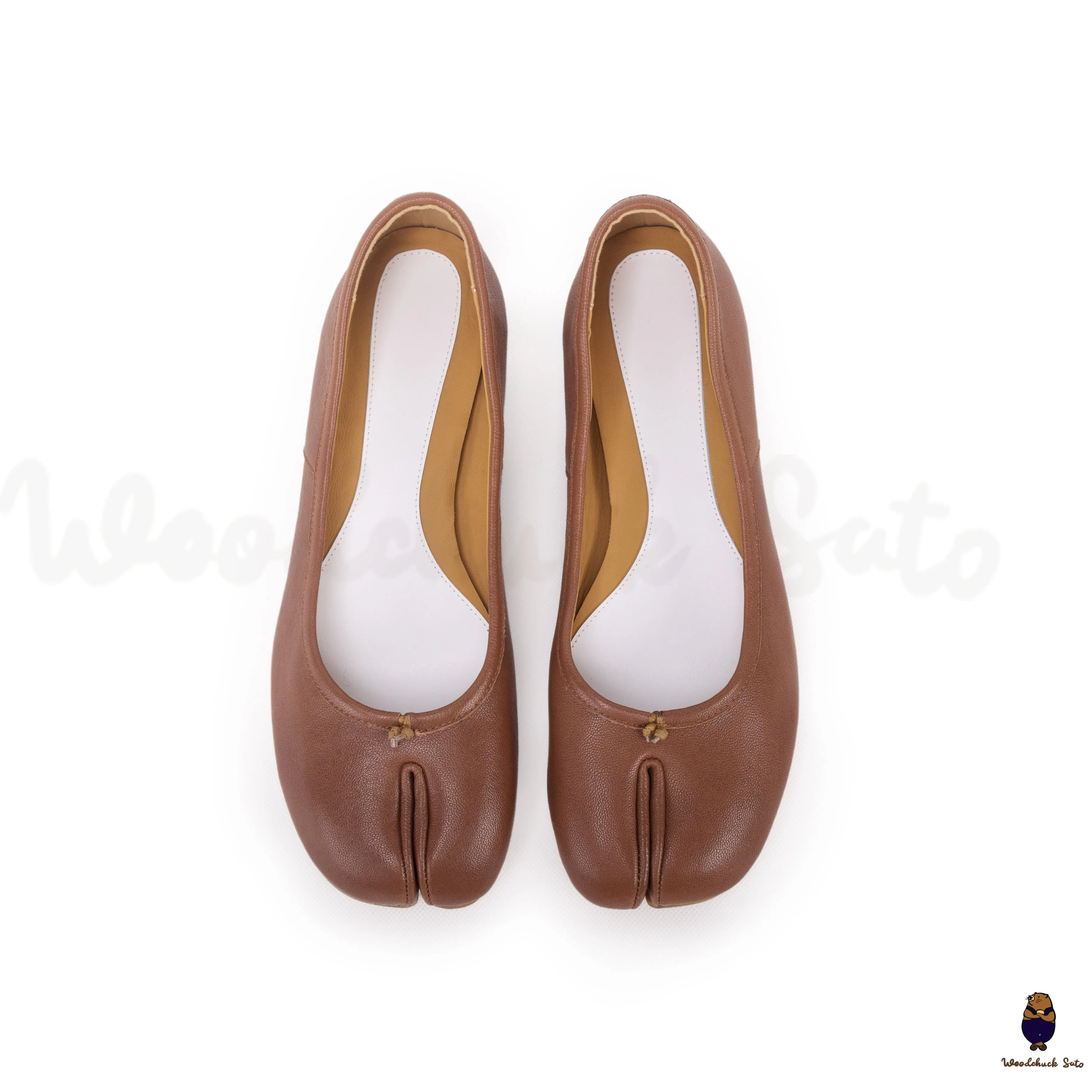 WoodchuckSato Brown Sheep Leather Split-Toe Ballet Flats sold by WoodChuckSato product image thumbnail 2