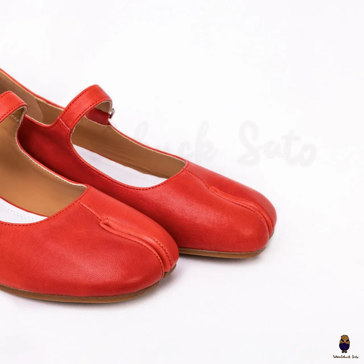 WoodchuckSato Red Sheep Leather Tabi Mary Jane Heels with Strap sold by WoodChuckSato product image thumbnail 5