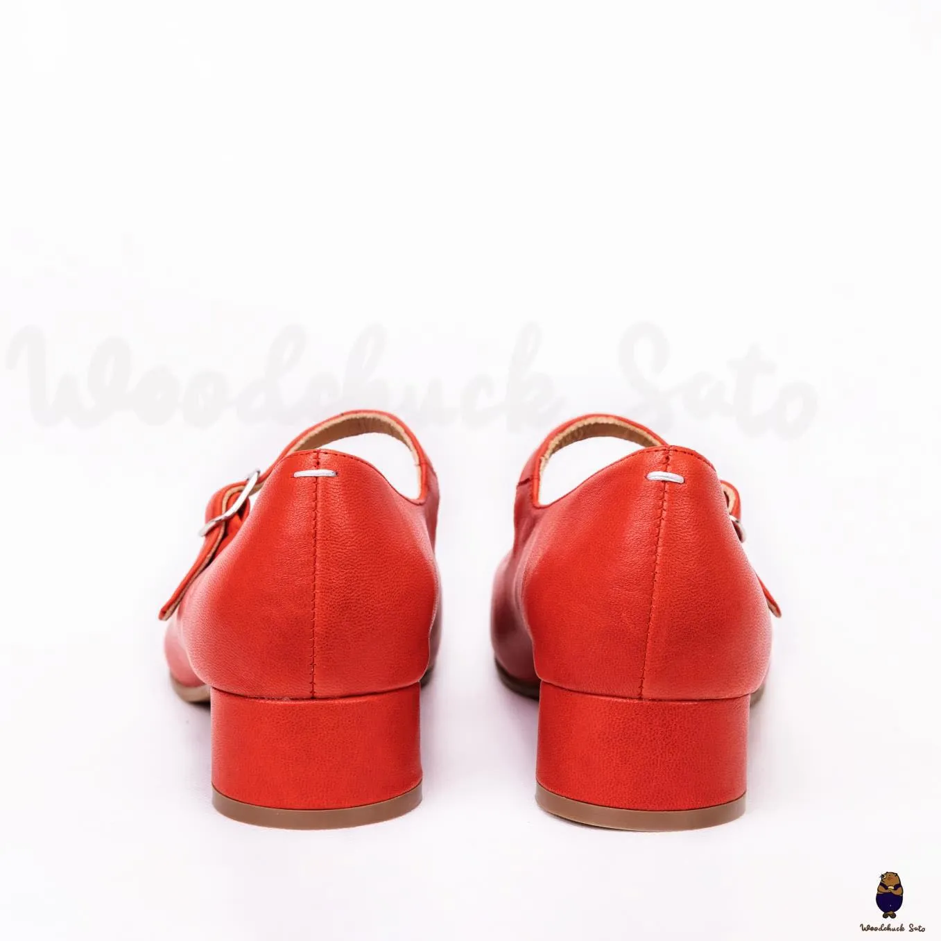 WoodchuckSato Red Sheep Leather Tabi Mary Jane Heels with Strap sold by WoodChuckSato product image thumbnail 4