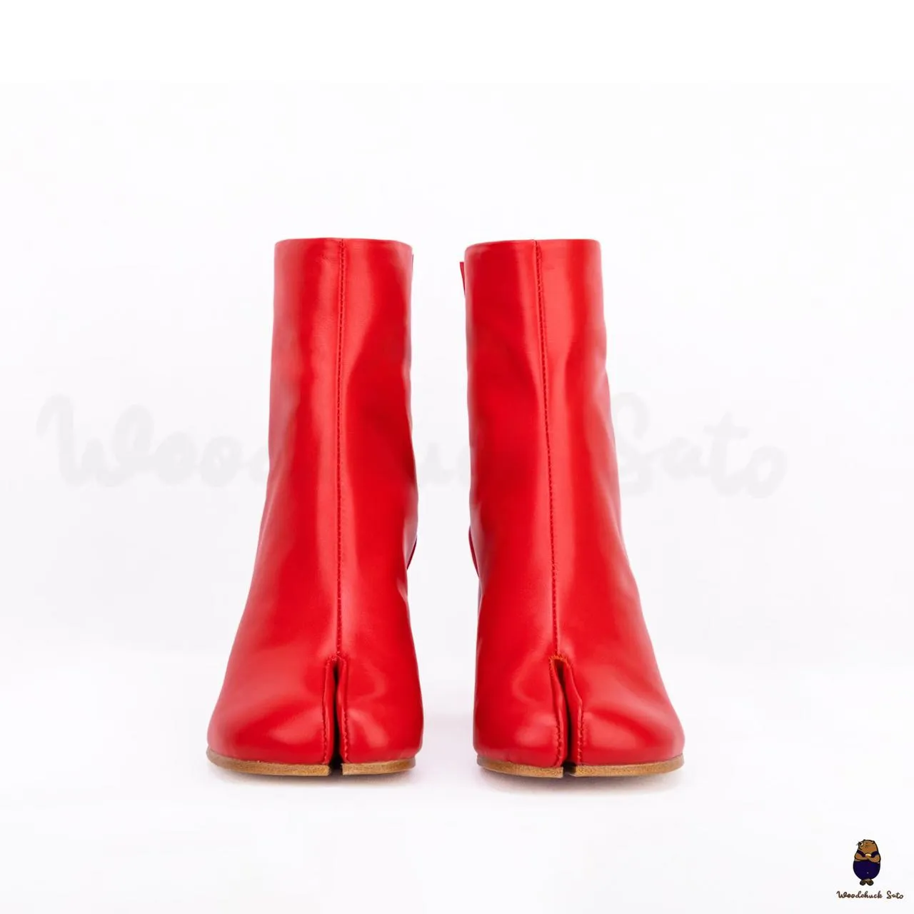 WoodchuckSato Red Cow Leather Tabi Ankle Boots with 8 cm Heel sold by WoodChuckSato product image thumbnail 2