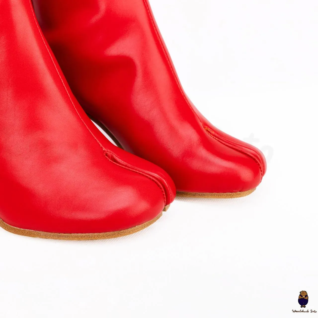 WoodchuckSato Red Cow Leather Tabi Ankle Boots with 8 cm Heel sold by WoodChuckSato product image thumbnail 4