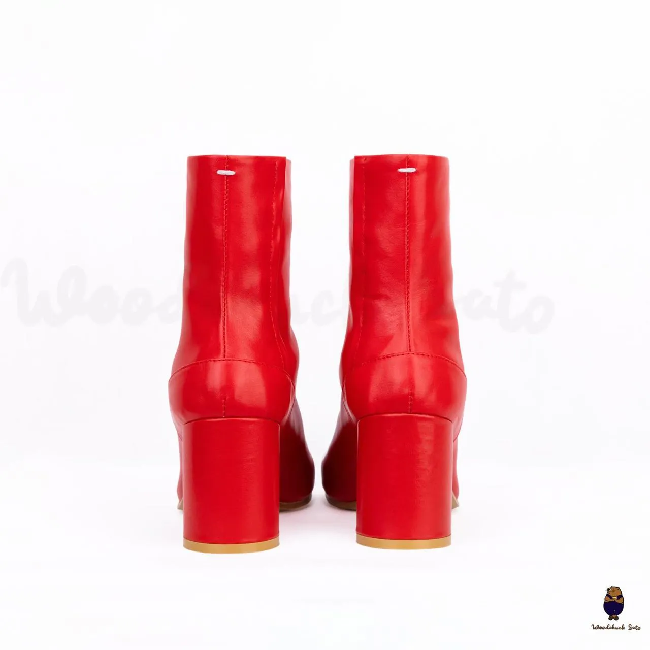 WoodchuckSato Red Cow Leather Tabi Ankle Boots with 8 cm Heel sold by WoodChuckSato product image thumbnail 3