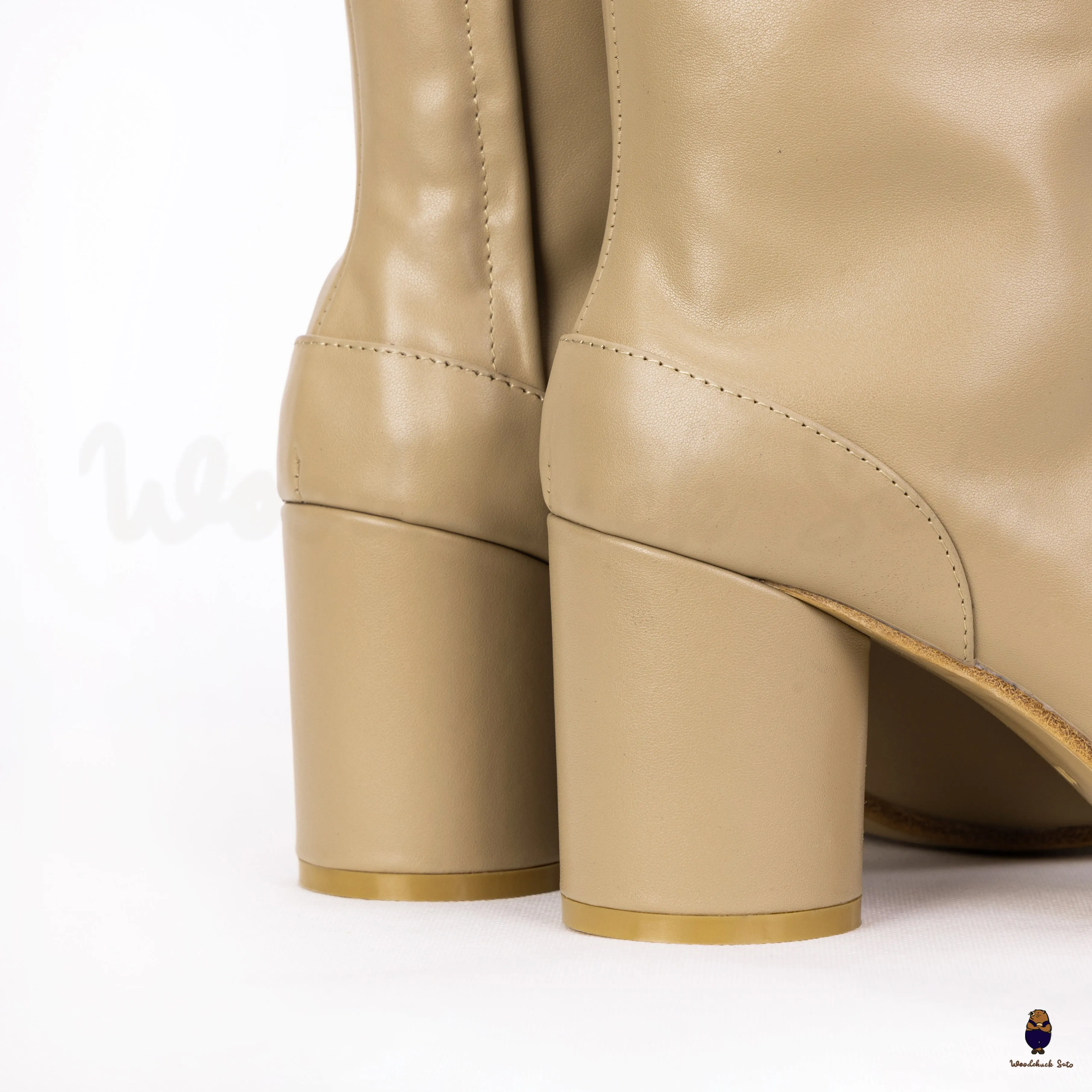 WoodchuckSato Beige Cow Leather Tabi Ankle Boots with 8 cm Block Heel sold by WoodChuckSato product image thumbnail 5