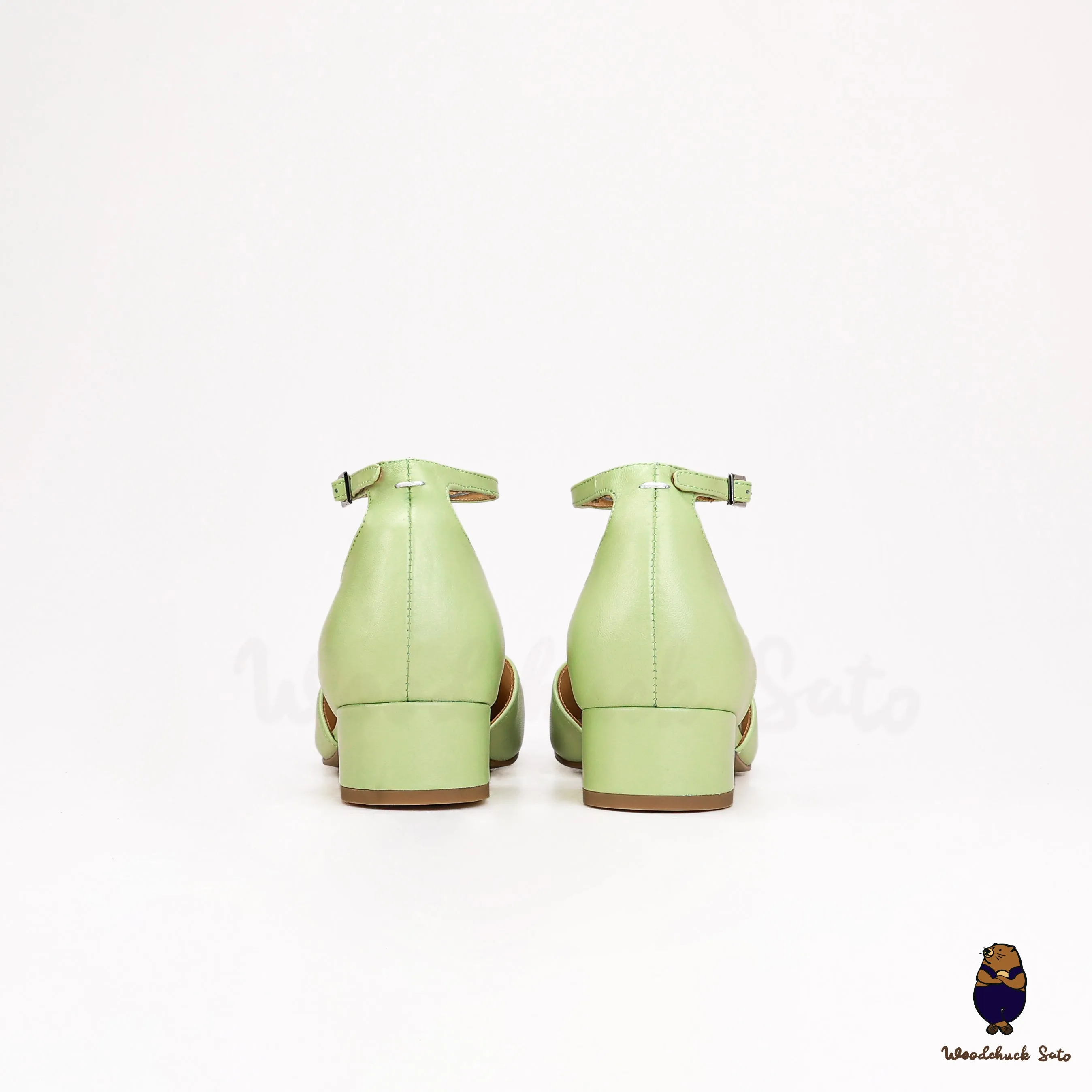 WoodchuckSato Green Leather Tabi Ankle-Strap with 3 cm Heels sold by WoodChuckSato product image thumbnail 5
