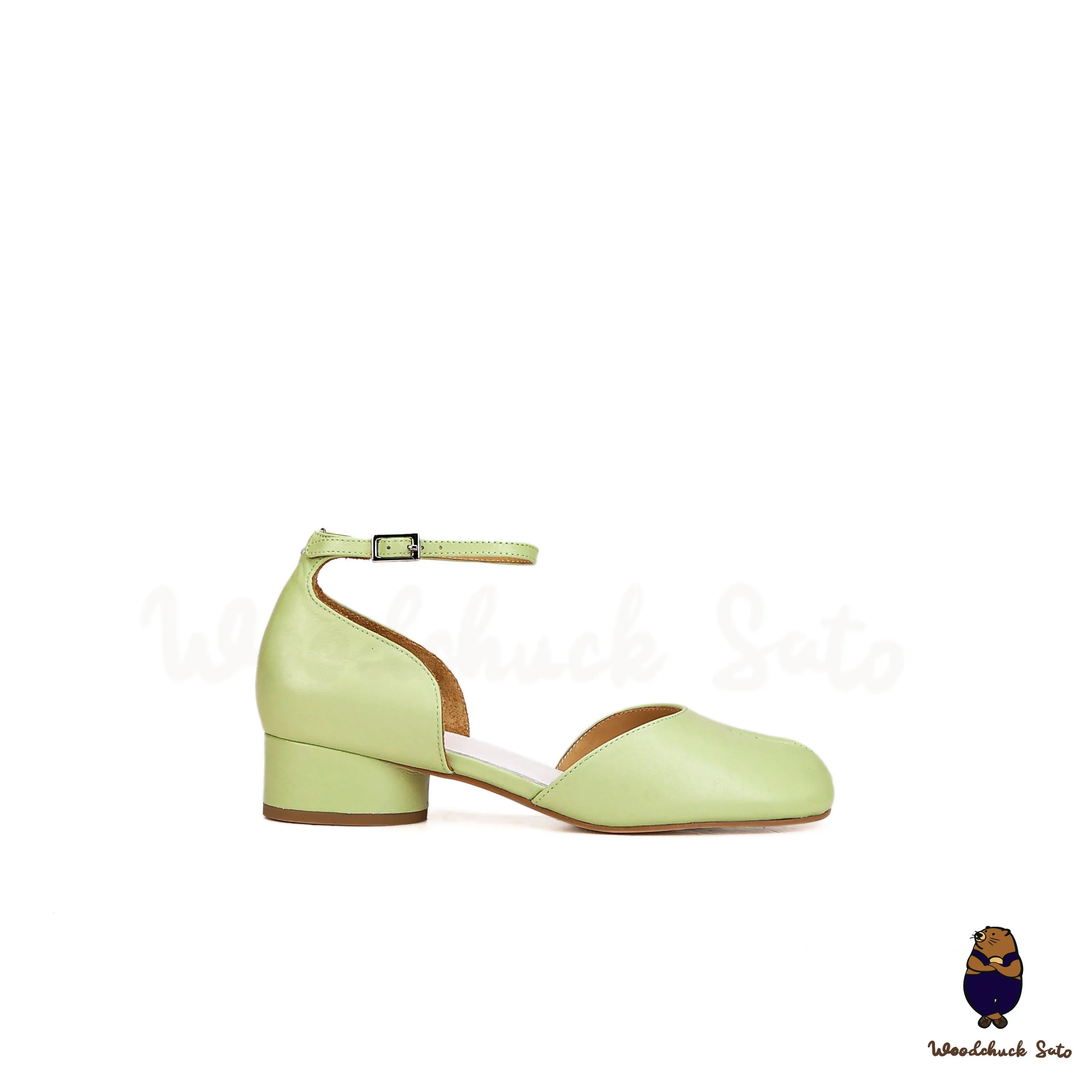 WoodchuckSato Green Leather Tabi Ankle-Strap with 3 cm Heels sold by WoodChuckSato product image thumbnail 3