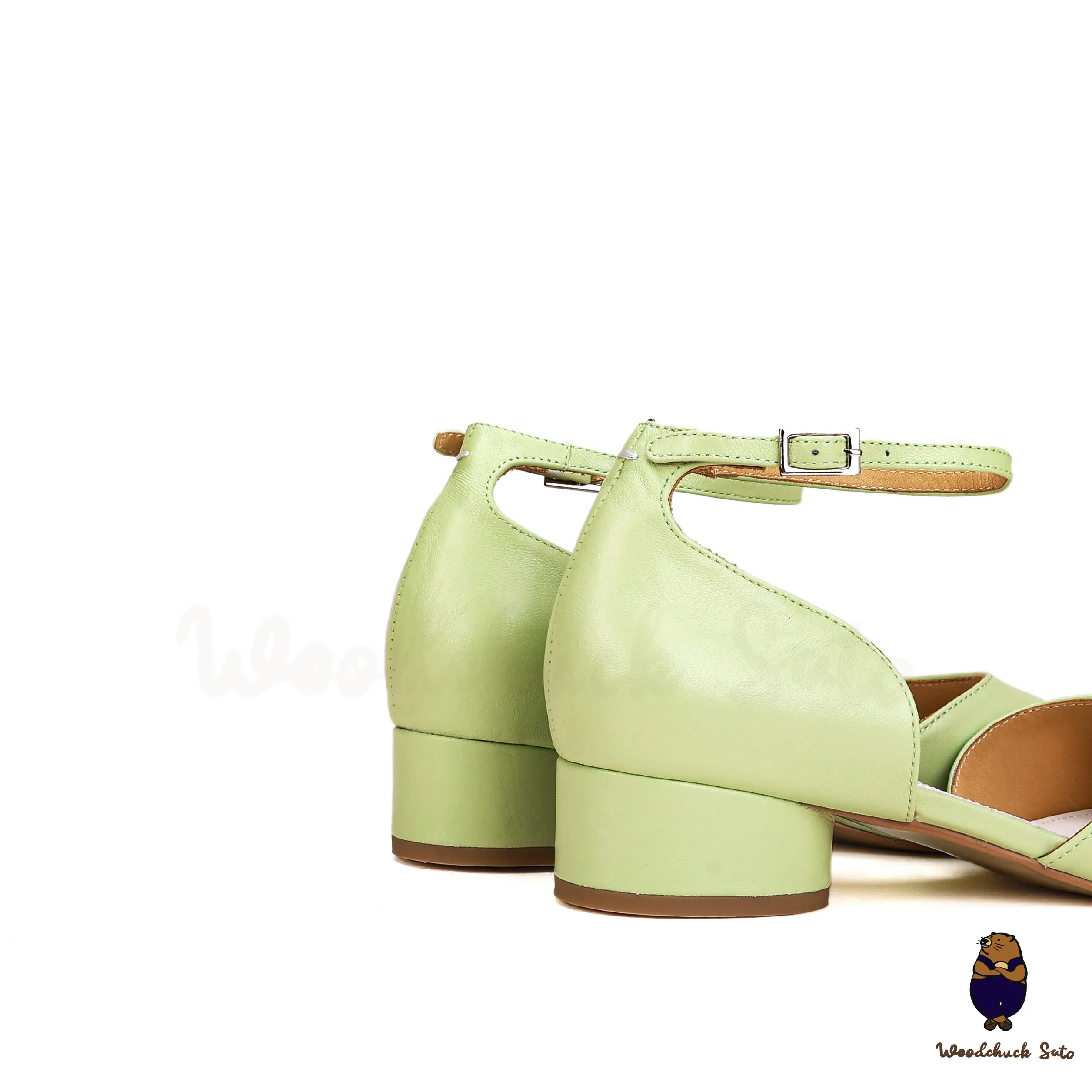 WoodchuckSato Green Leather Tabi Ankle-Strap with 3 cm Heels sold by WoodChuckSato product image thumbnail 4