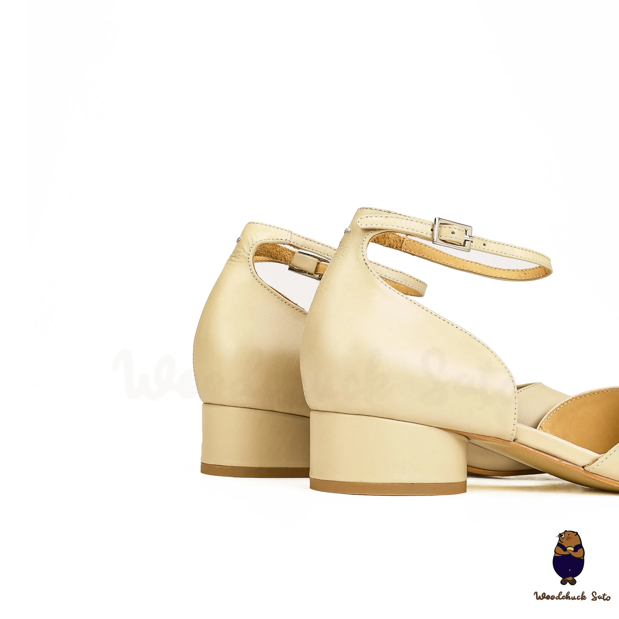 WoodchuckSato Nude Leather Tabi Ankle-Strap Heels with 3 cm Heel sold by WoodChuckSato product image thumbnail 5