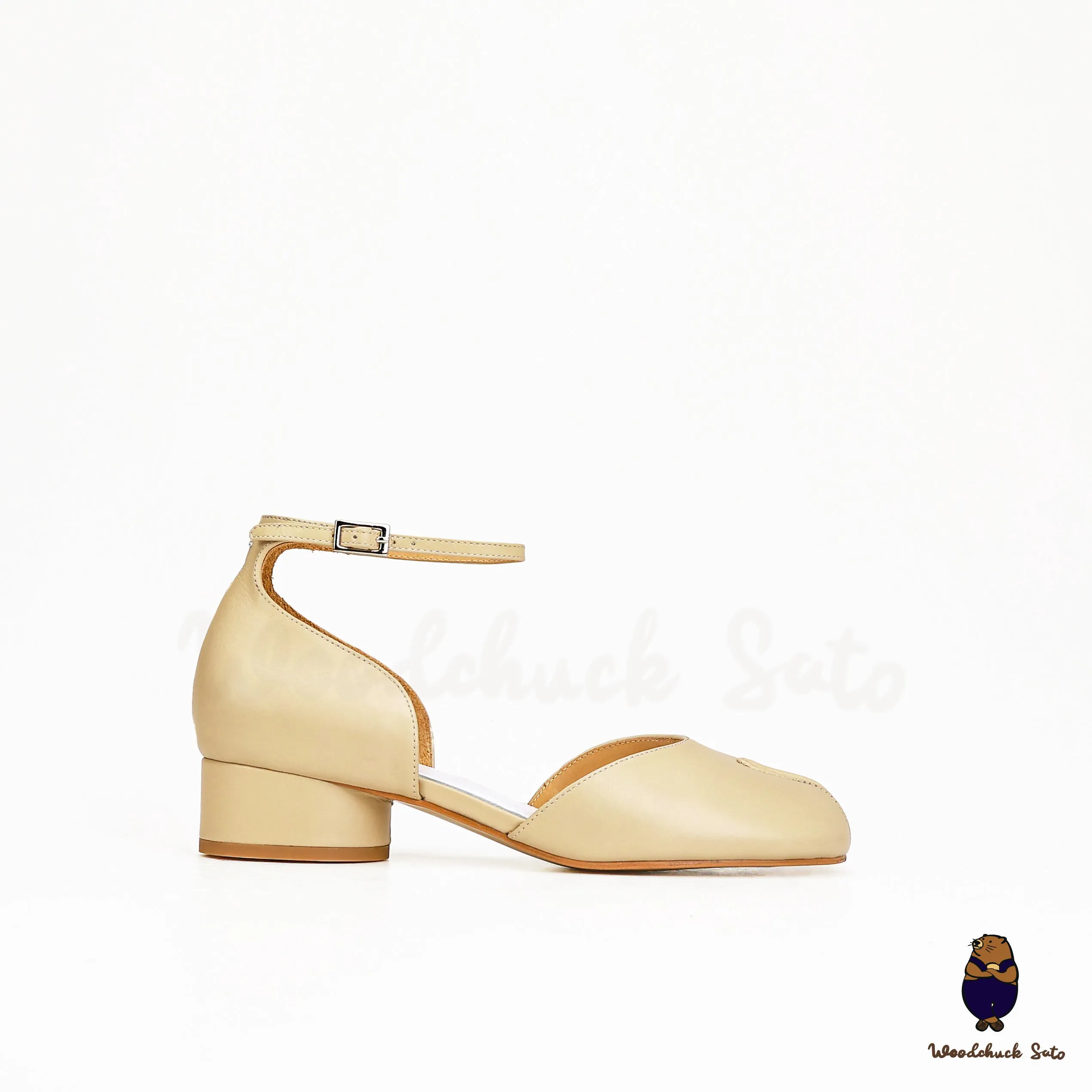 WoodchuckSato Nude Leather Tabi Ankle-Strap Heels with 3 cm Heel sold by WoodChuckSato product image thumbnail 4