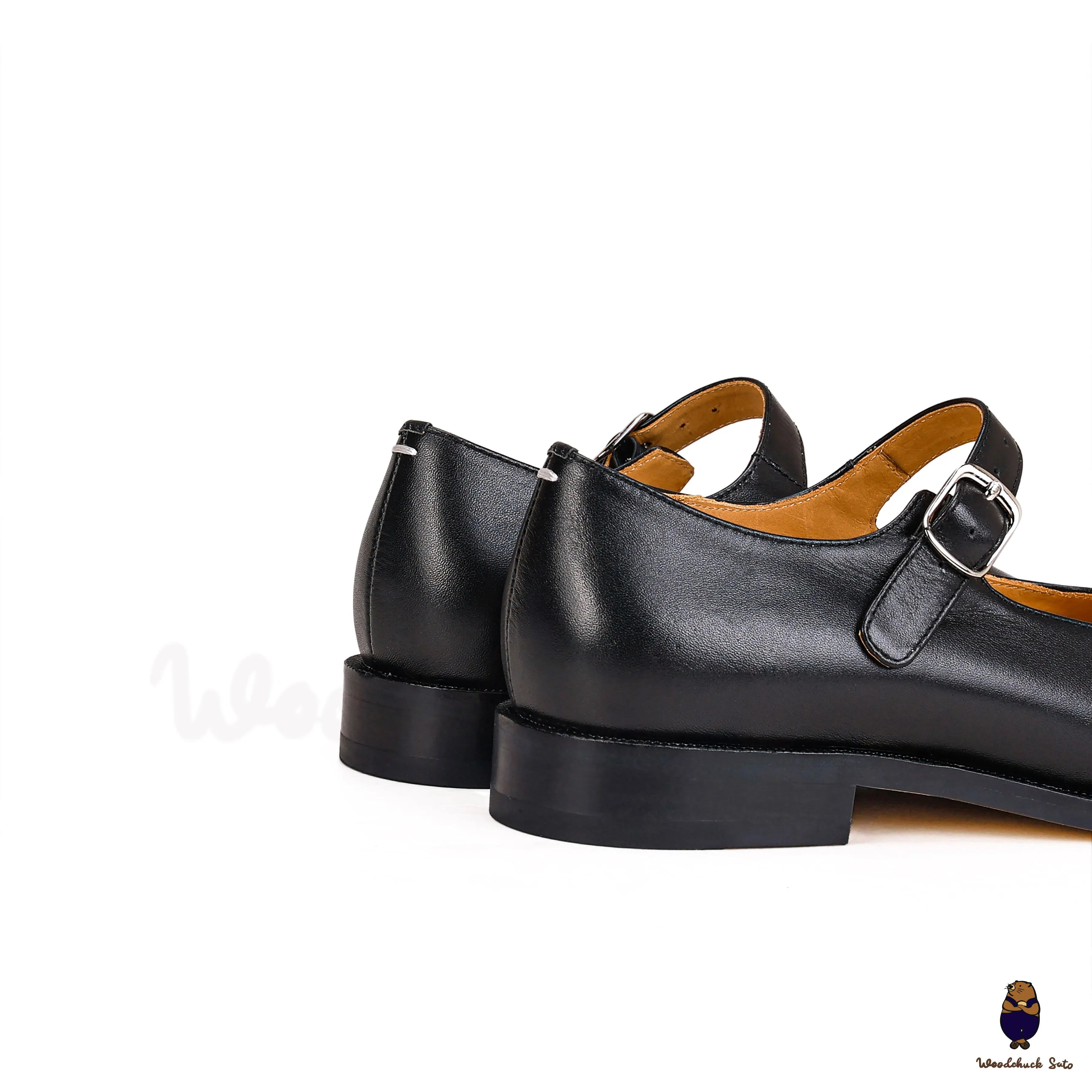 WoodchuckSato Black Classic Cow Leather Tabi Mary Jane Shoes with Strap sold by WoodChuckSato product image thumbnail 4