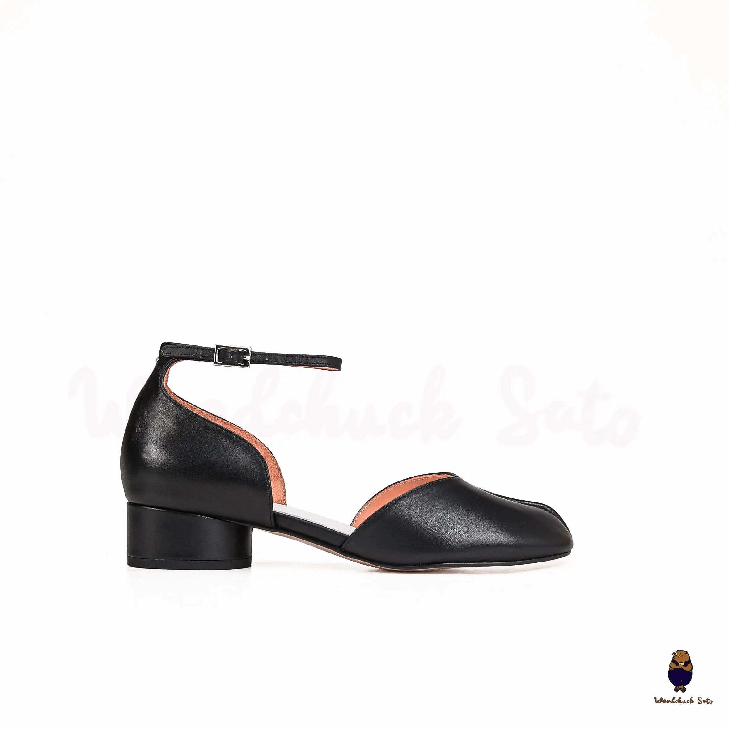 WoodchuckSato Black Leather Tabi Ankle-Strap 3 cm Heels sold by WoodChuckSato product image thumbnail 5