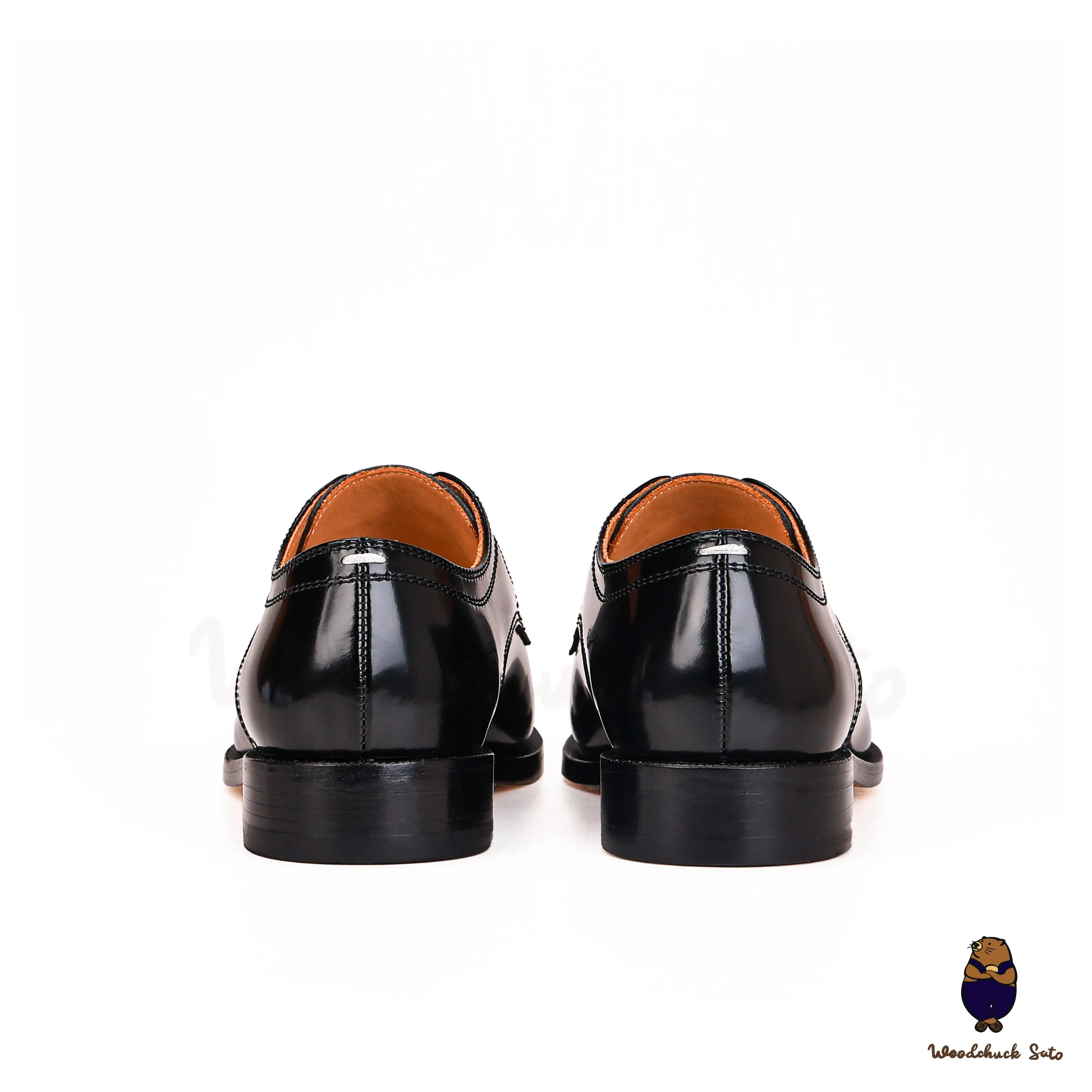 WoodchuckSato Black Edge-Beaded Cowhide Leather Tabi Lace-Up Derby Shoes sold by WoodChuckSato product image thumbnail 2