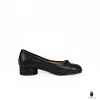 WoodchuckSato Black Cow Leather Tabi 3 cm Heel Pumps with Bow sold by WoodChuckSato