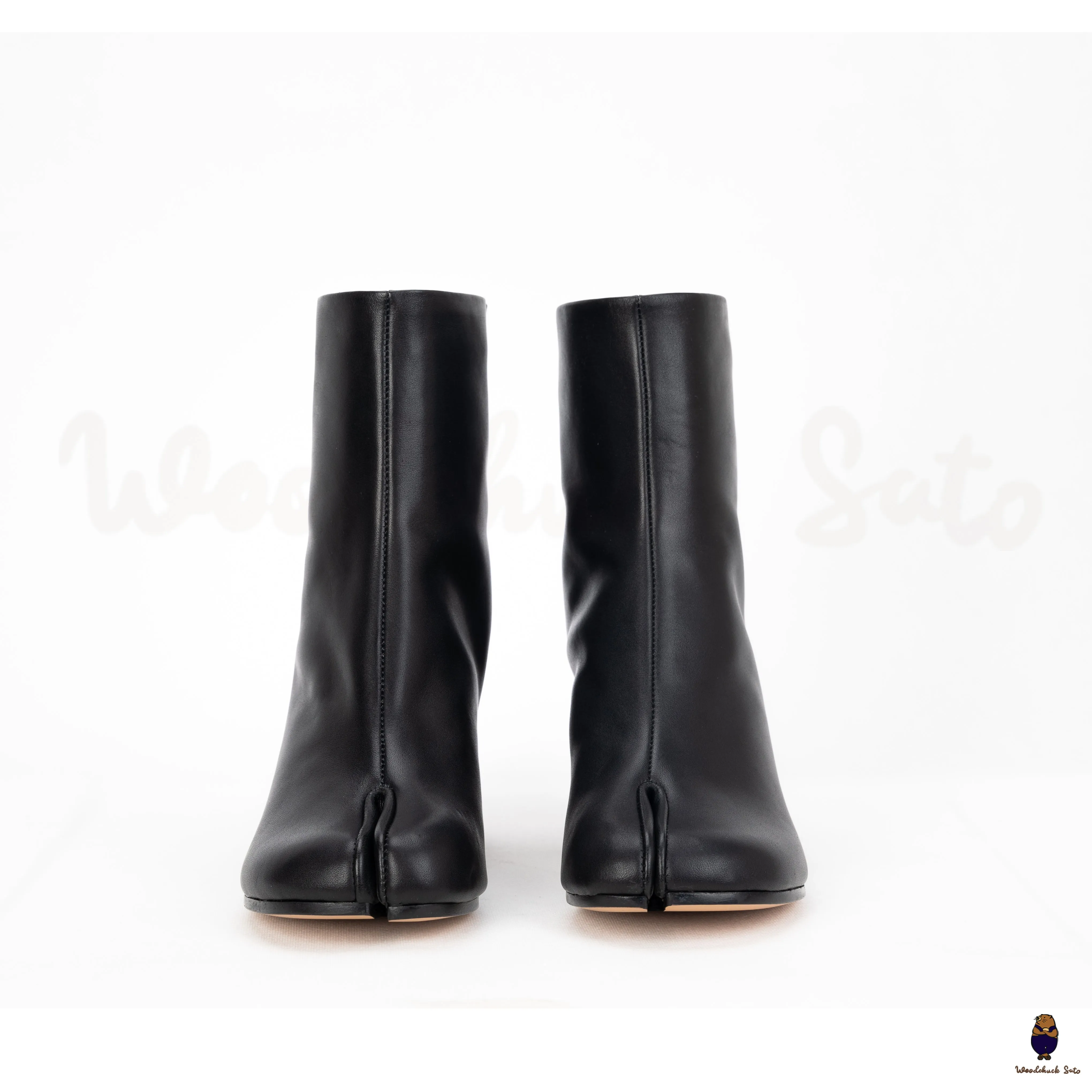 WoodchuckSato Black Cow Leather Tabi Ankle Boots with 8 cm Heel sold by WoodChuckSato product image thumbnail 2
