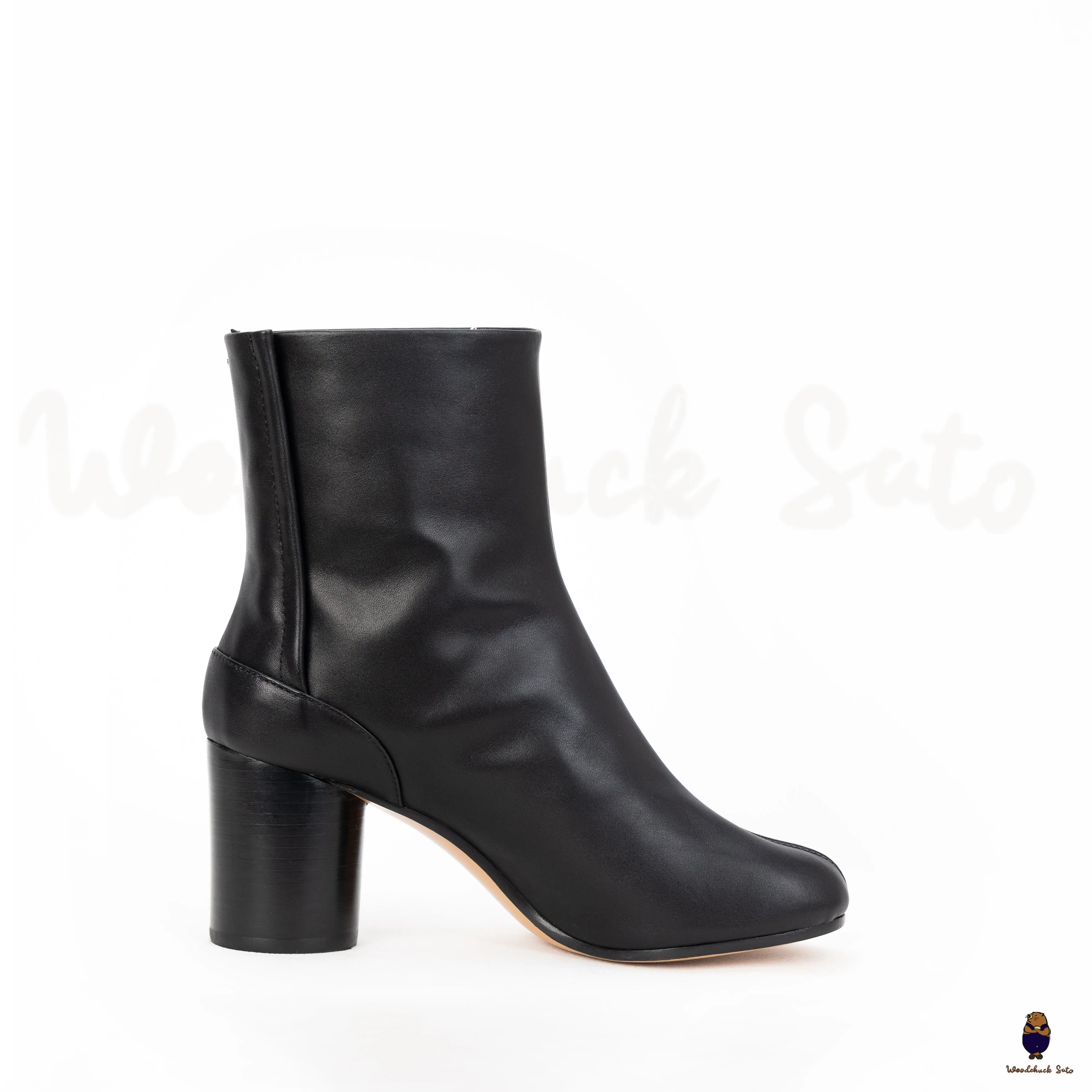 WoodchuckSato Black Cow Leather Tabi Ankle Boots with 8 cm Heel sold by WoodChuckSato product image thumbnail 5