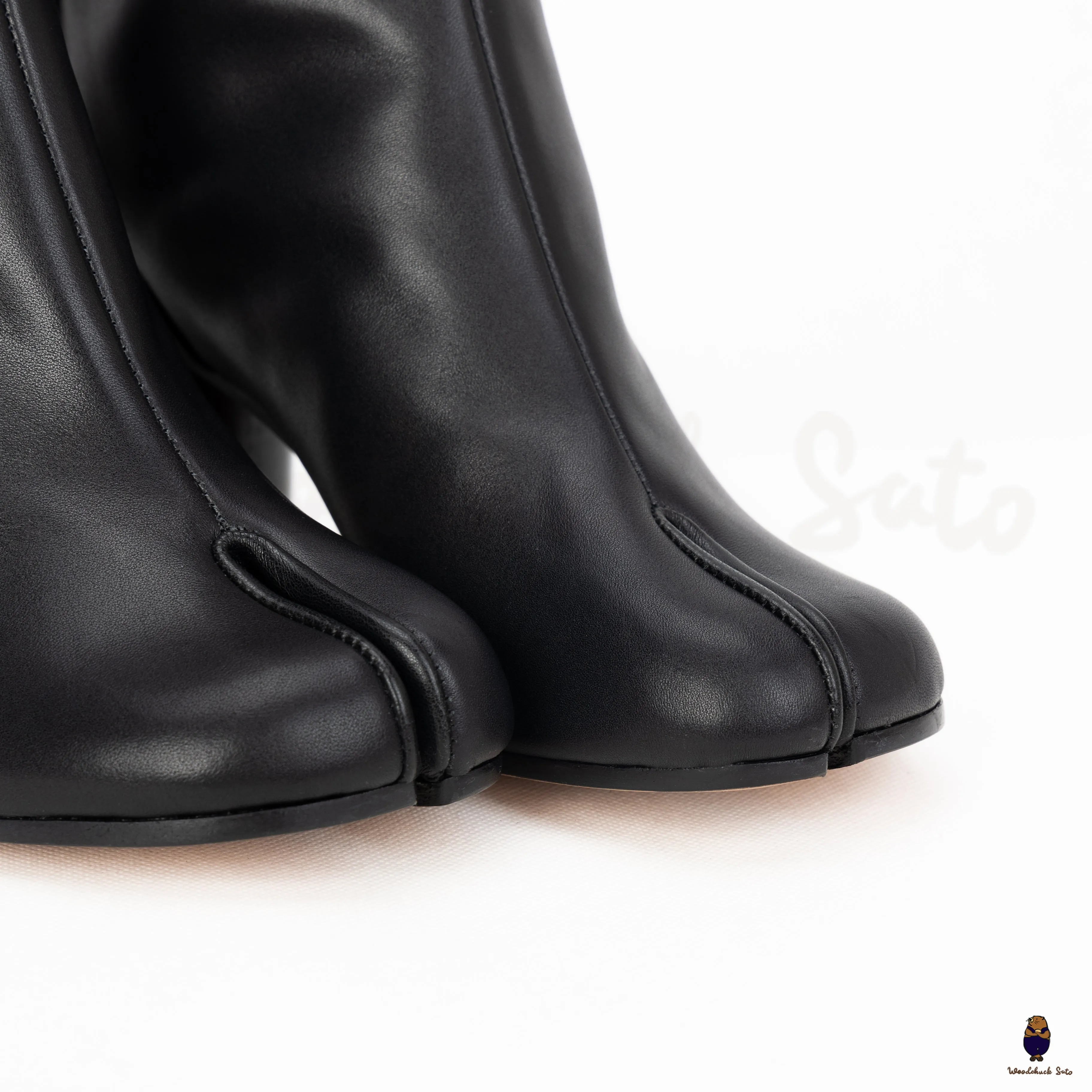 WoodchuckSato Black Cow Leather Tabi Ankle Boots with 8 cm Heel sold by WoodChuckSato product image thumbnail 3