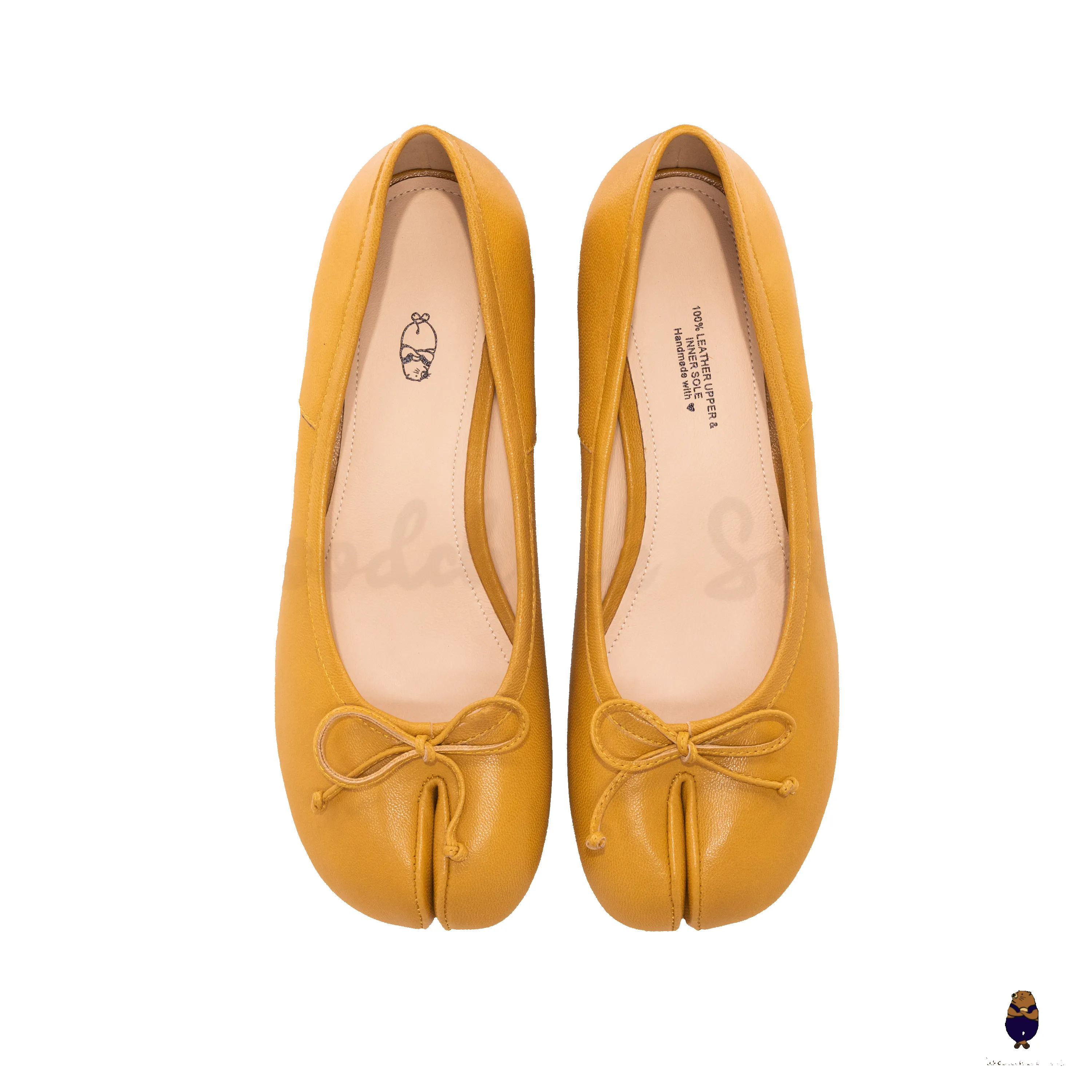 WoodchuckSato Yellow Ochre Sheep Leather Tabi 3 cm Heel Pumps with Bow sold by WoodChuckSato product image thumbnail 3