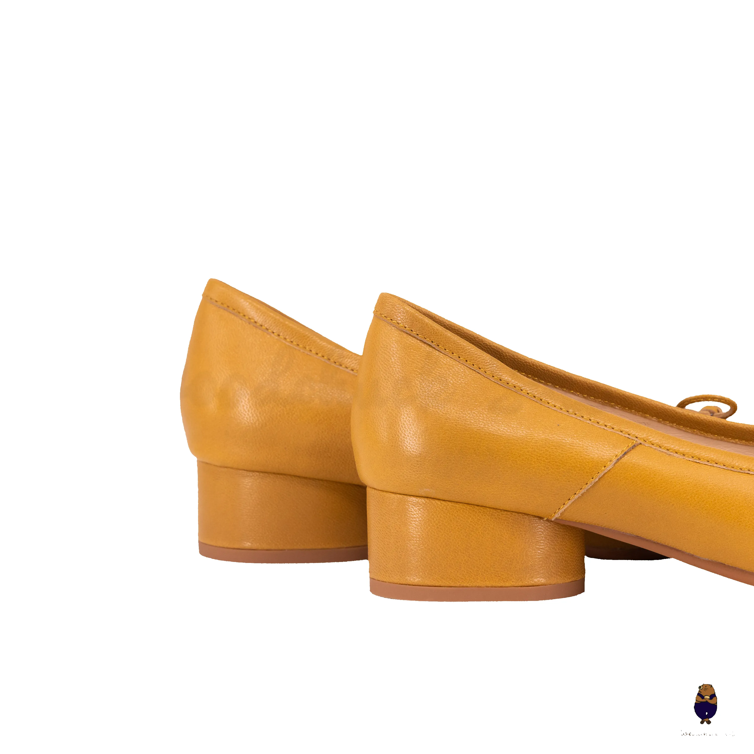 WoodchuckSato Yellow Ochre Sheep Leather Tabi 3 cm Heel Pumps with Bow sold by WoodChuckSato product image thumbnail 5