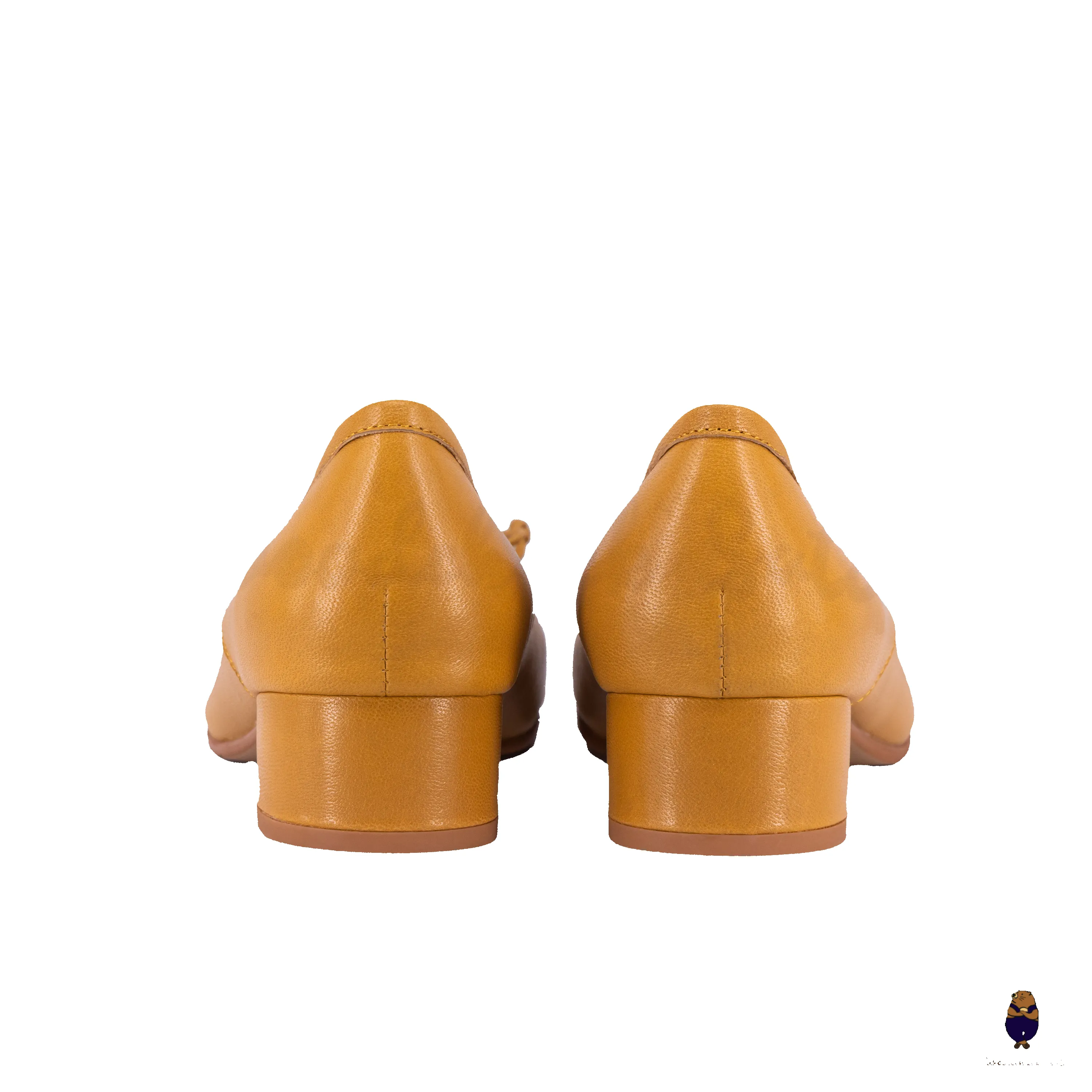 WoodchuckSato Yellow Ochre Sheep Leather Tabi 3 cm Heel Pumps with Bow sold by WoodChuckSato product image thumbnail 4