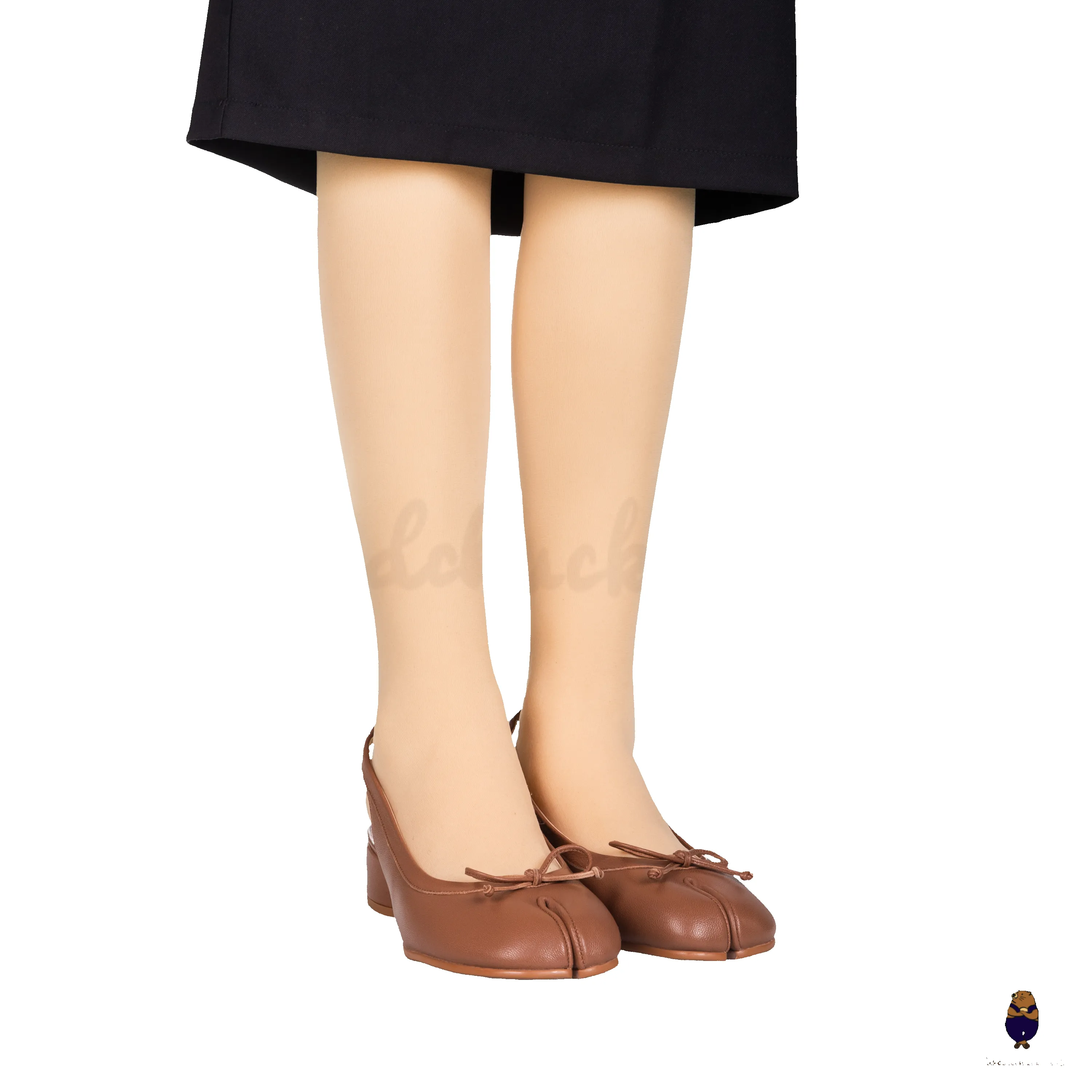 WoodchuckSato Brown Sheep Leather Slingback Tabi Bow Pumps with Elastic Band sold by WoodChuckSato product image thumbnail 2