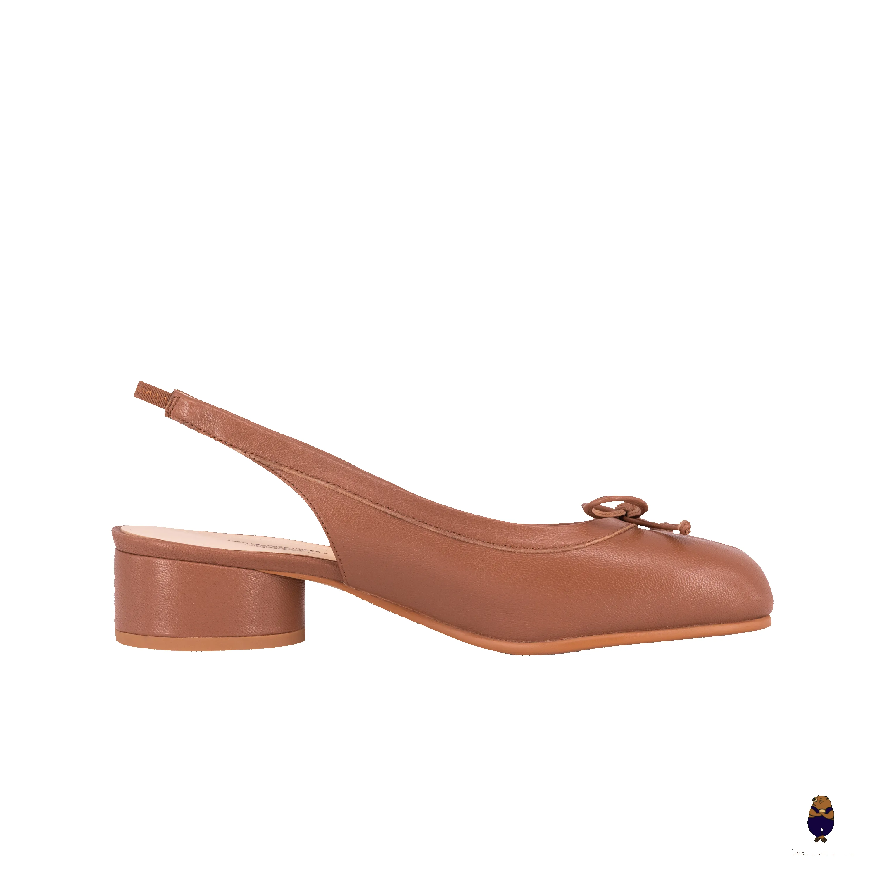 WoodchuckSato Brown Sheep Leather Slingback Tabi Bow Pumps with Elastic Band sold by WoodChuckSato product image thumbnail 5