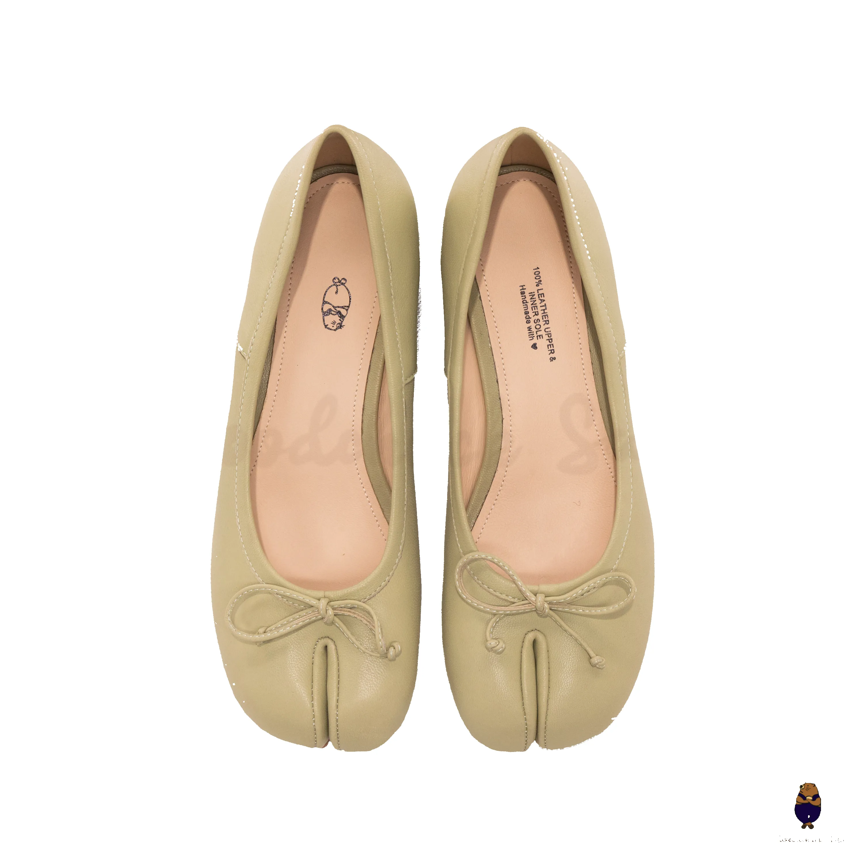 WoodchuckSato Green Sheep Leather Tabi 3 cm Heel Pumps with Bow sold by WoodChuckSato product image thumbnail 3