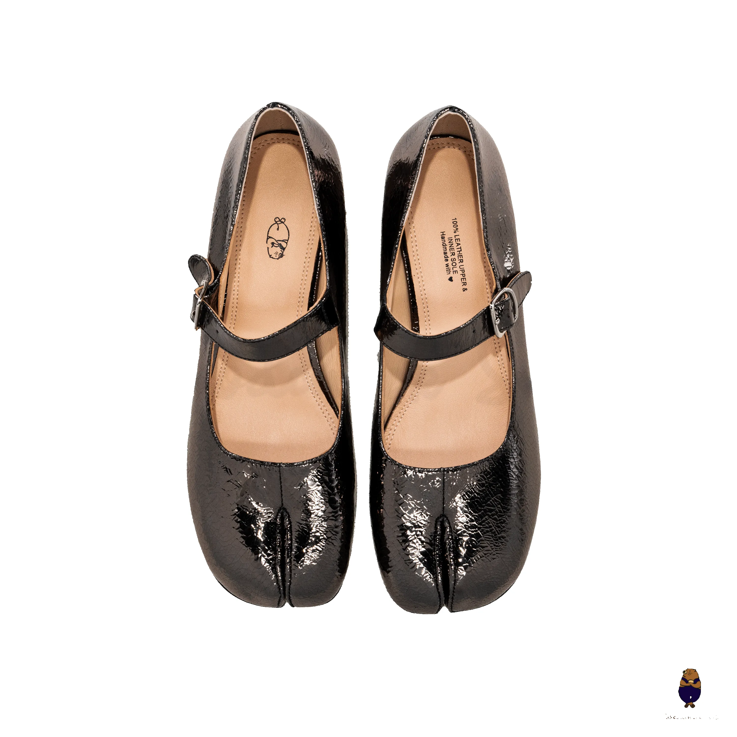 WoodchuckSato Cracked Metallic Silver Cow Leather Tabi Mary Jane Heels with Strap sold by WoodChuckSato product image thumbnail 3