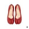 WoodChuckSato Red Tabi Split-Toe Sheep Leather Mary Jane Shoes with 3cm Heel & Bow Sizes sold by WoodChuckSato