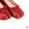 WoodChuckSato Red Tabi Split-Toe Sheep Leather Mary Jane Shoes with 3cm Heel & Bow Sizes sold by WoodChuckSato