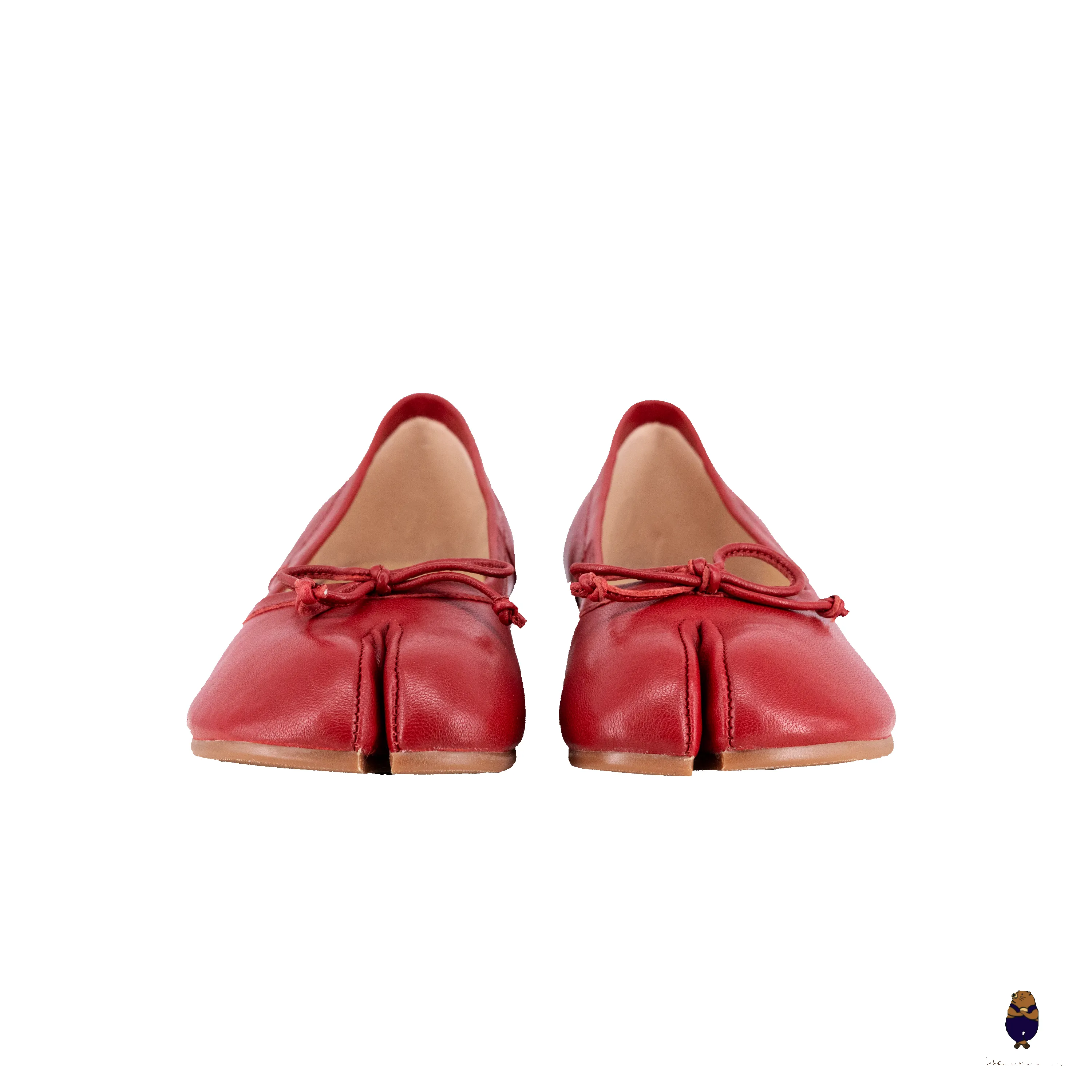 WoodchuckSato Red Sheep Leather Tabi 3 cm Heel Pumps with Bow sold by WoodChuckSato product image thumbnail 4