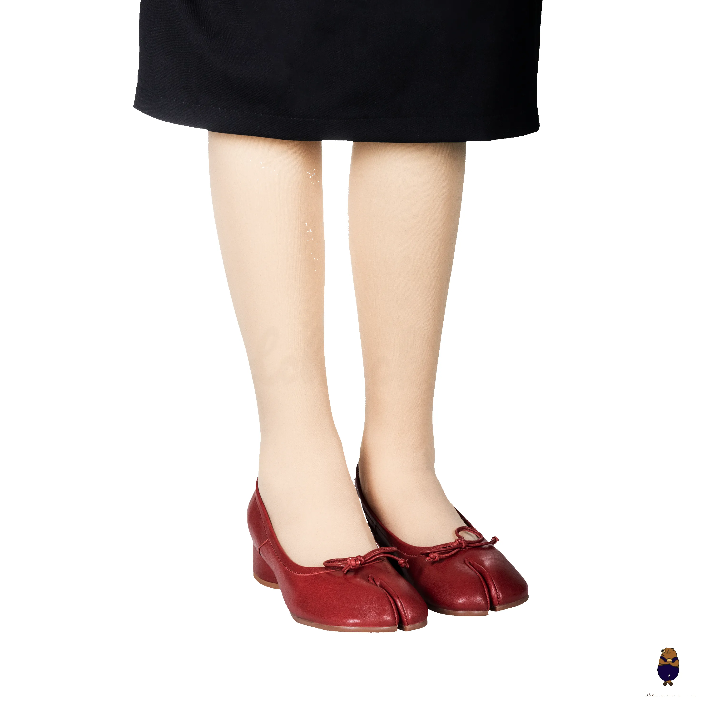 WoodchuckSato Red Sheep Leather Tabi 3 cm Heel Pumps with Bow sold by WoodChuckSato product image thumbnail 2