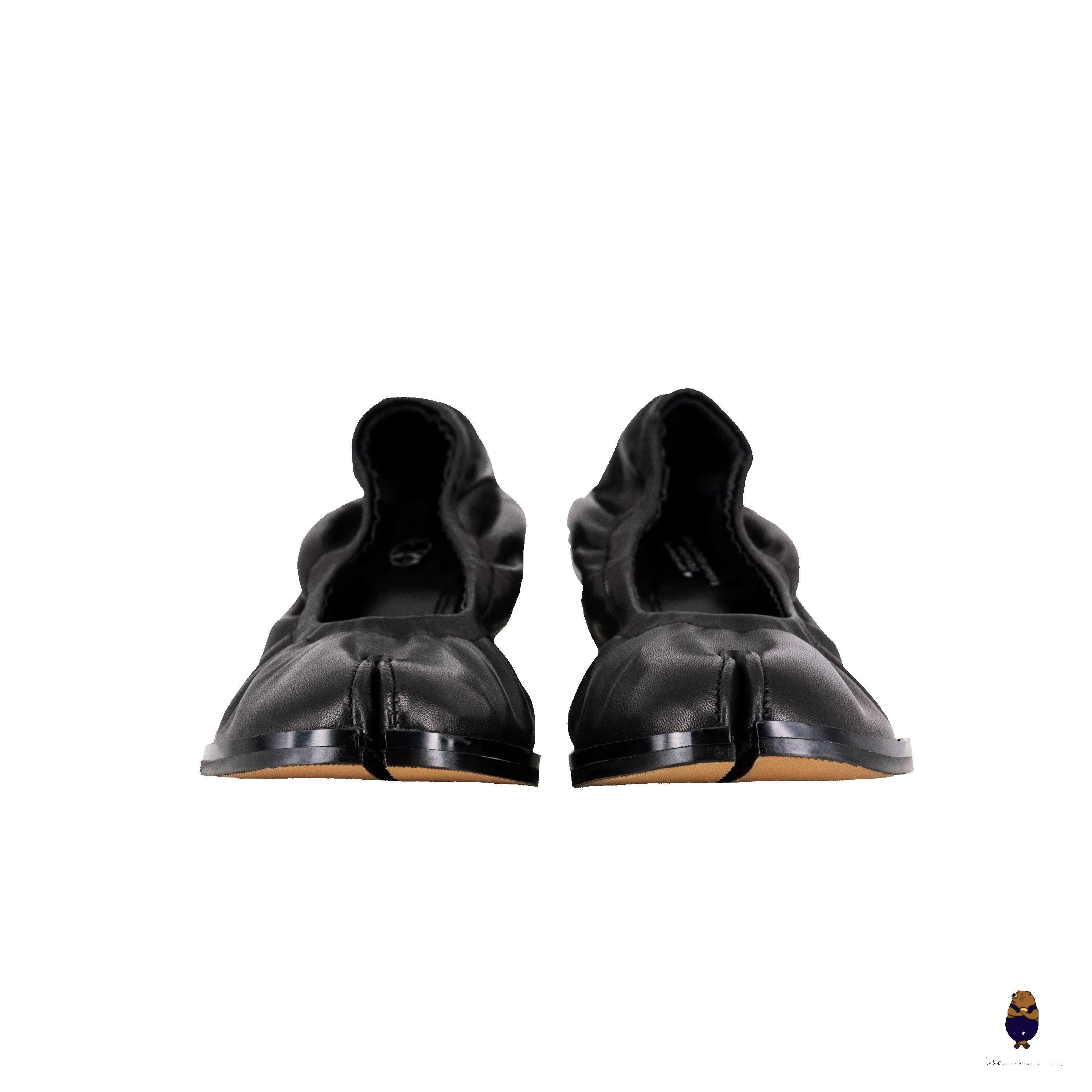 WoodchuckSato Black Leather Tabi Pumps with Elasticized Top 4.5cm Flared Heel sold by WoodChuckSato product image thumbnail 5