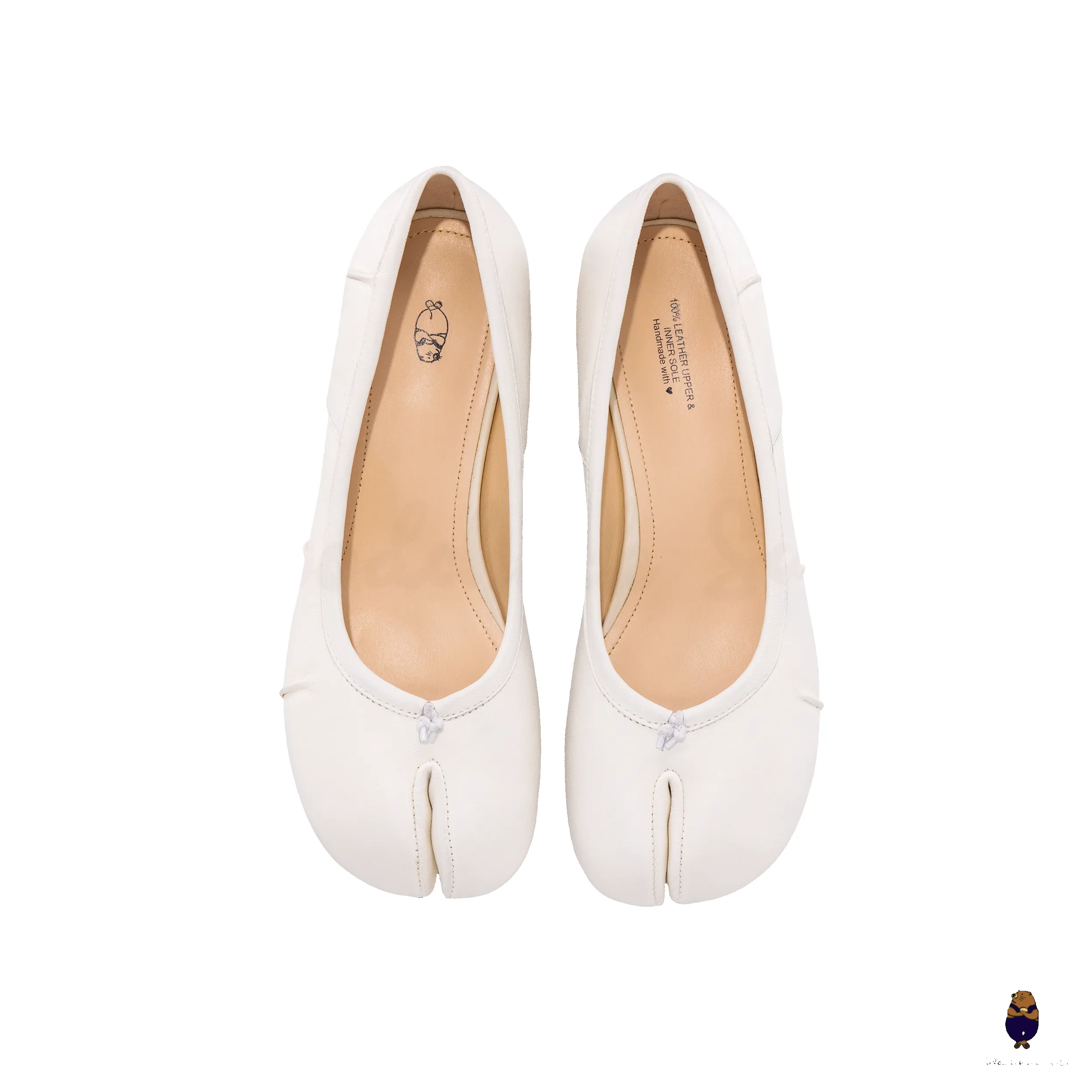 WoodChuckSato White Tabi Split-Toe Sheep Leather Mary Jane Shoes with 3cm Heel & Ruched sold by WoodChuckSato product image thumbnail 3