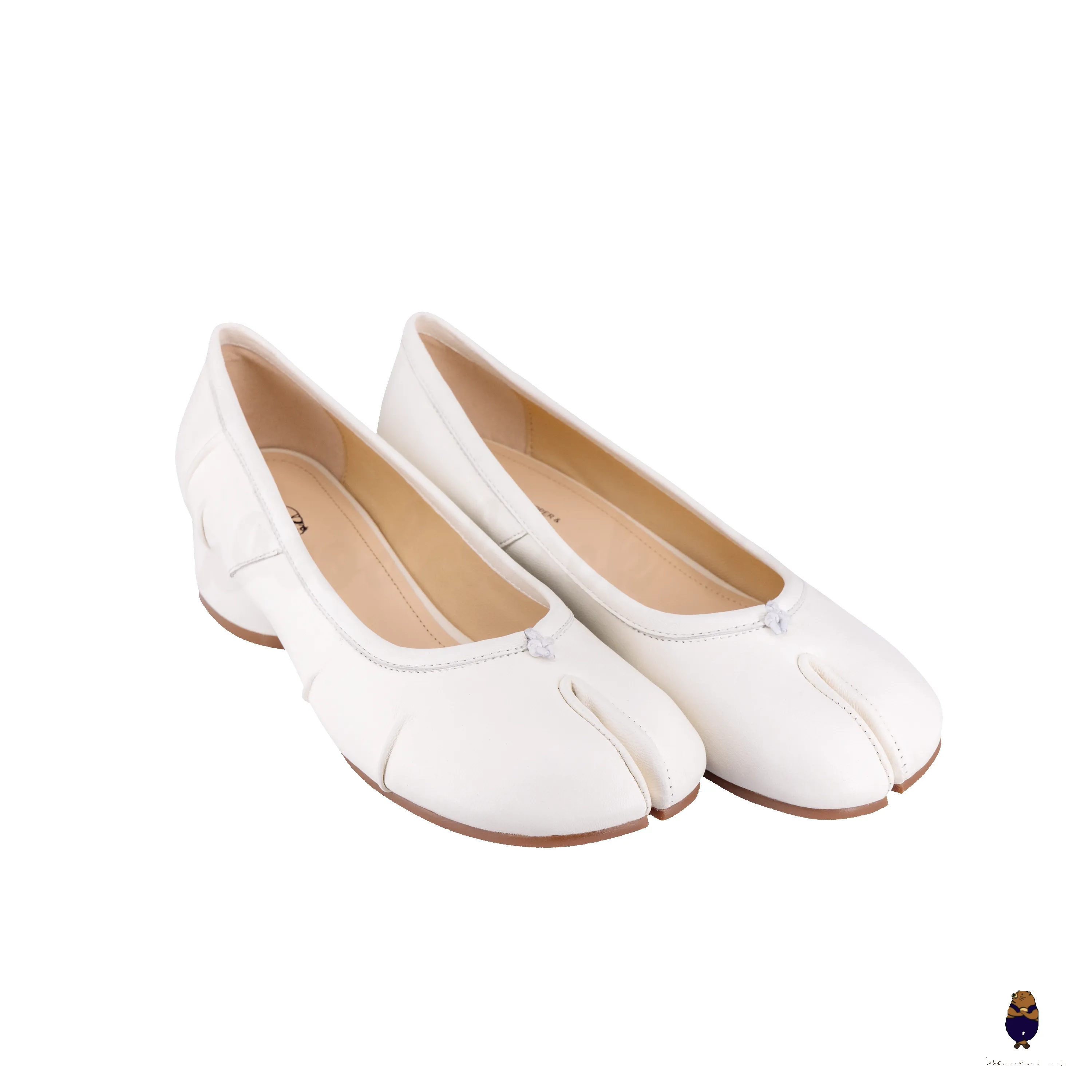 WoodChuckSato White Tabi Split-Toe Sheep Leather Mary Jane Shoes with 3cm Heel & Ruched sold by WoodChuckSato product image thumbnail 5