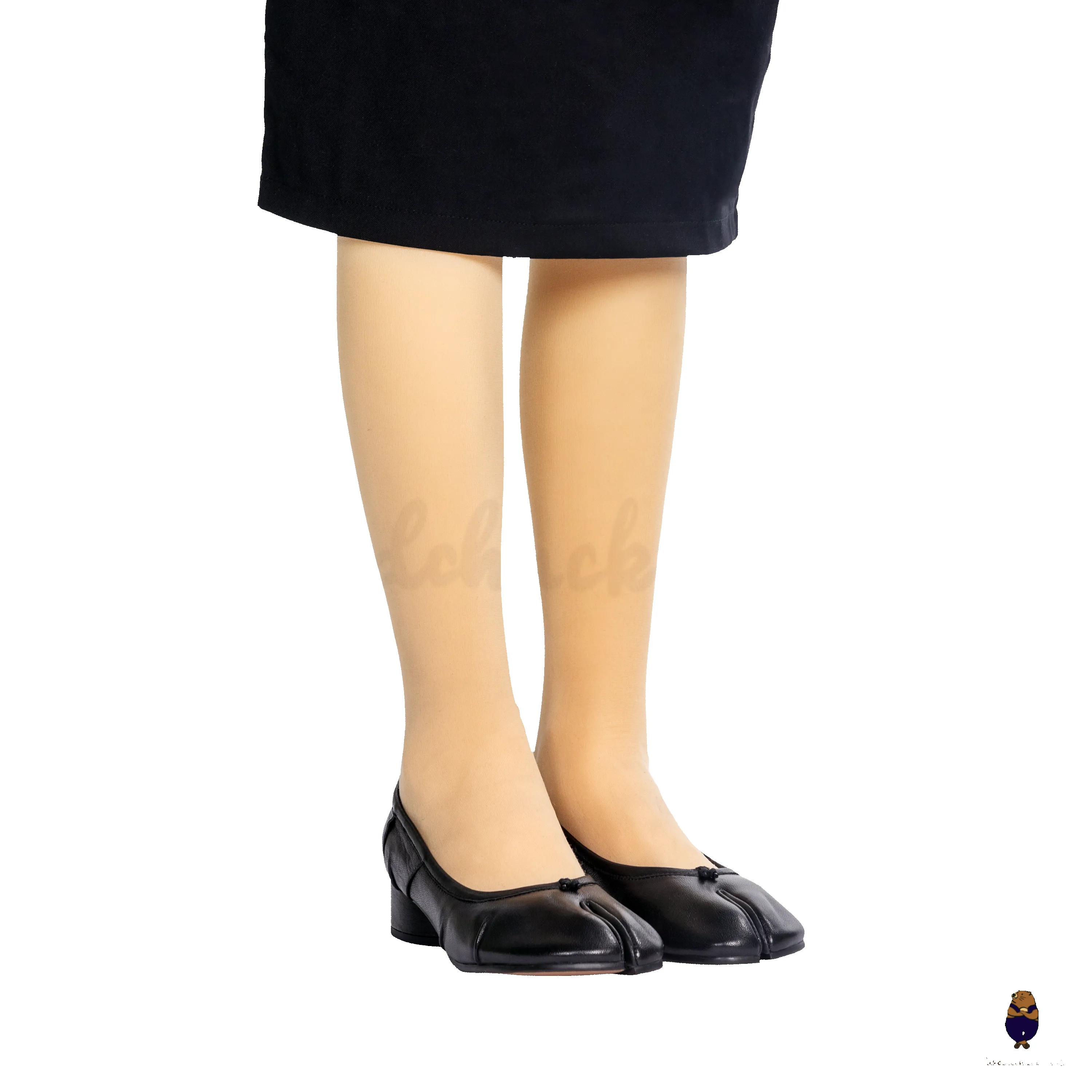 WoodChuckSato Black Tabi Split-Toe Sheep Leather Mary Jane Shoes with 3cm Heel & Ruched sold by WoodChuckSato product image thumbnail 2