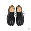 WoodchuckSato Unisex Black Leather Tabi Lace-Up Derby Shoes with Chunky Rubber Sole sold by WoodChuckSato
