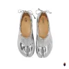 WoodchuckSato Silver Leather Tabi Heeled Flats with Black Rope Trim Sizes sold by WoodChuckSato