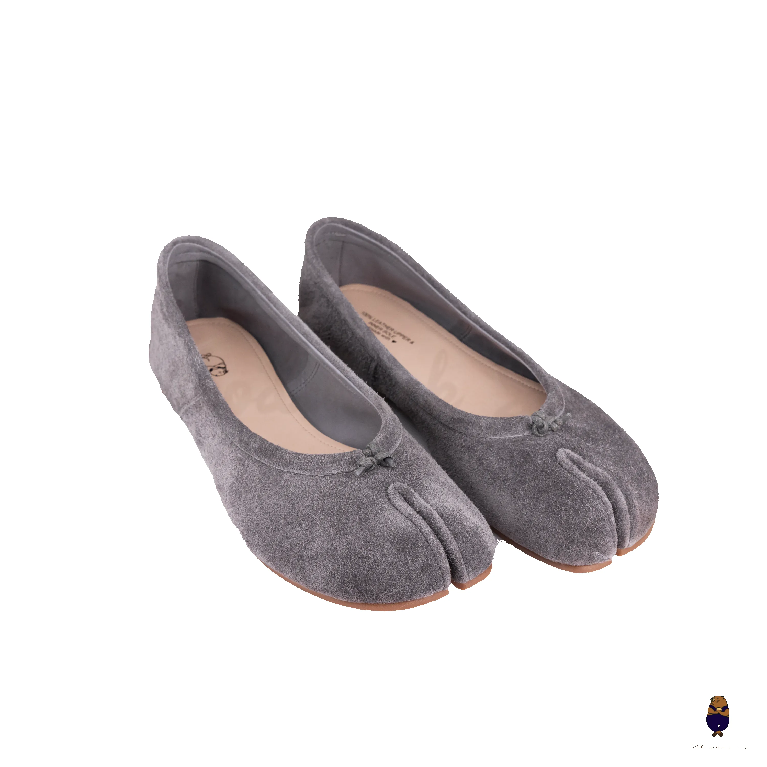 WoodChuckSato Grey Soft Fuzzy Cow Suede Tabi Ballet Flats sold by WoodChuckSato product image thumbnail 4