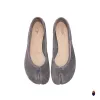 WoodChuckSato Grey Ultra-Soft Fuzzy Cow Suede Tabi Ballet Flats sold by WoodChuckSato