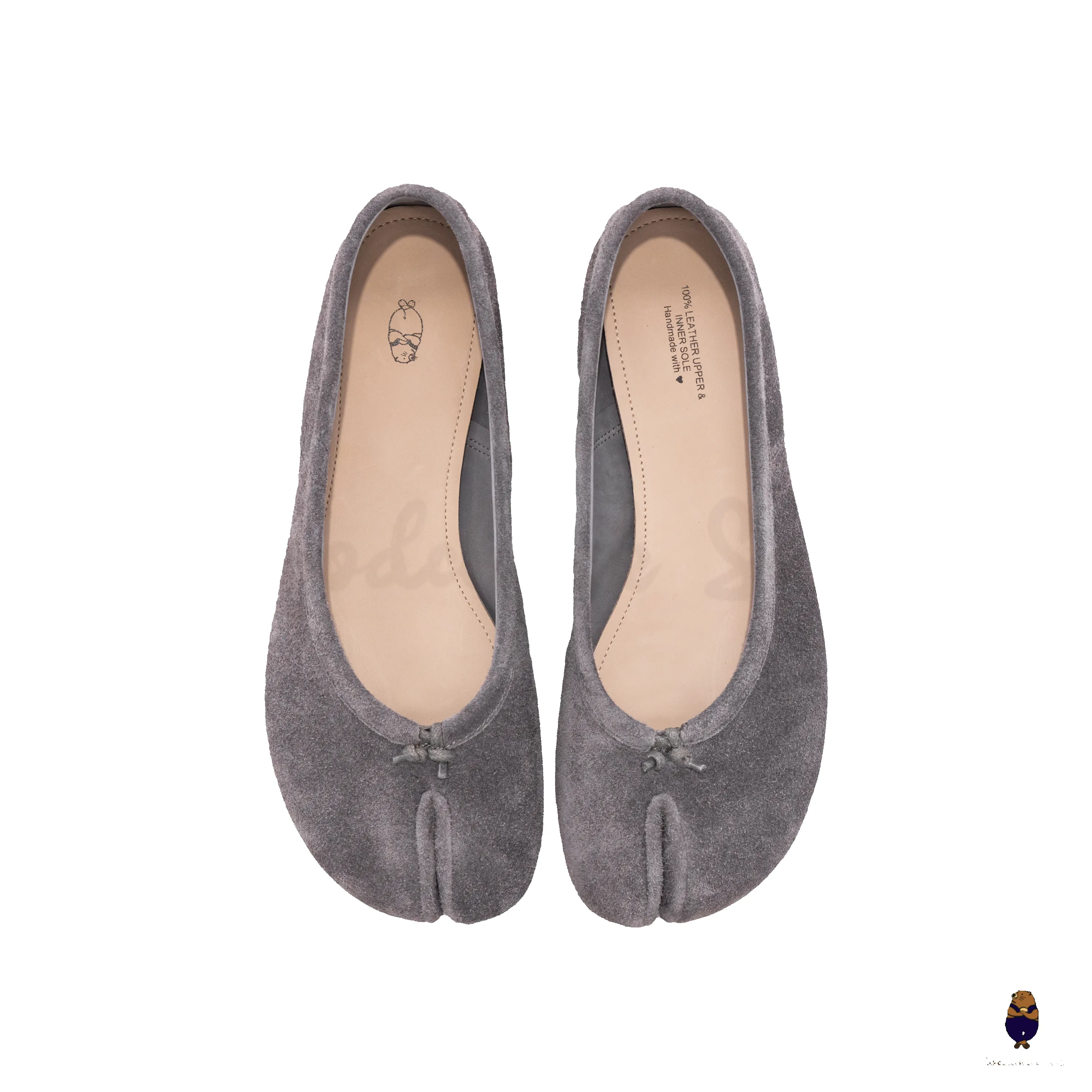 WoodChuckSato Grey Soft Fuzzy Cow Suede Tabi Ballet Flats sold by WoodChuckSato product image thumbnail 3