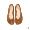 WoodChuckSato Brown Ultra-Soft Fuzzy Cow Suede Tabi Ballet Flats sold by WoodChuckSato