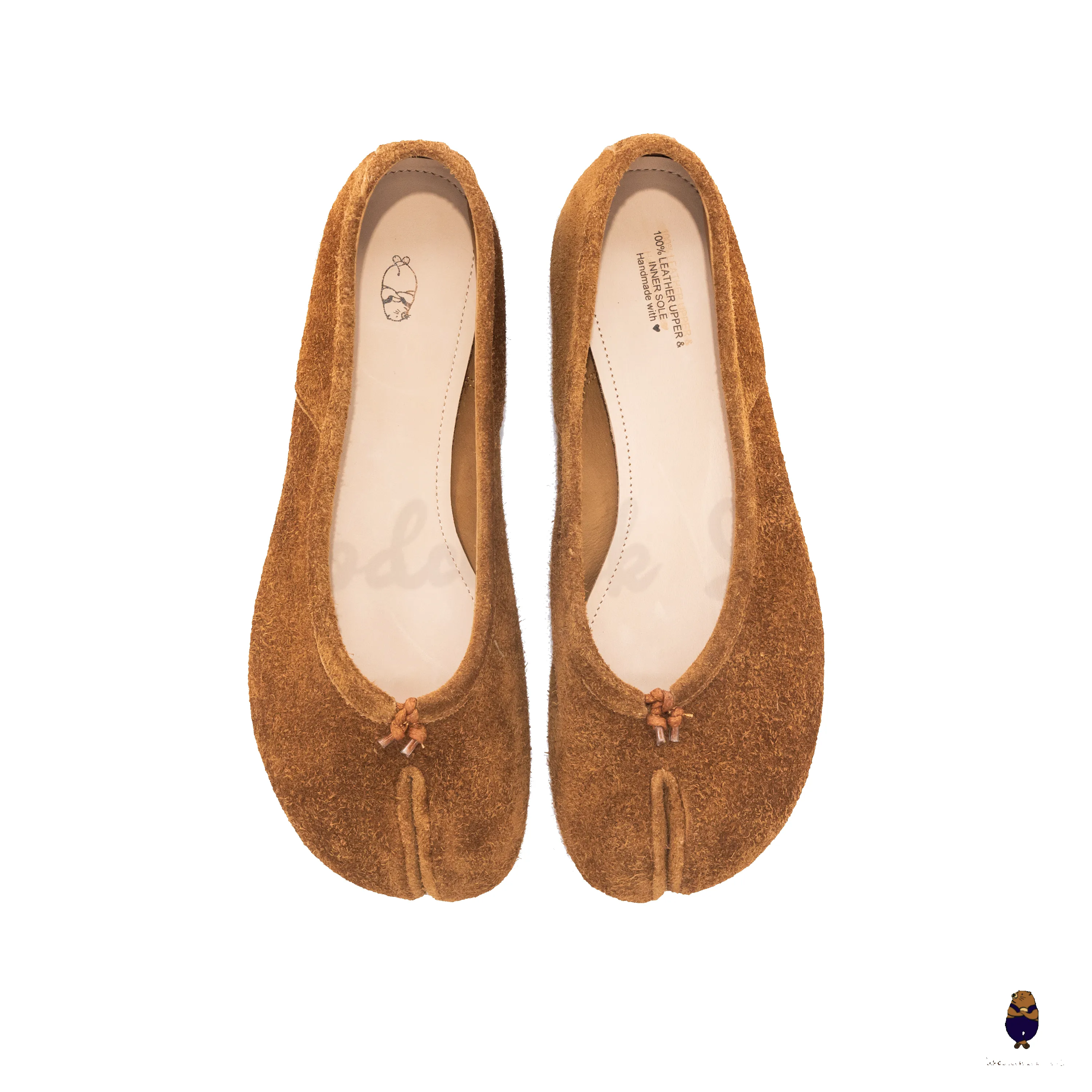 WoodChuckSato Brown Soft Fuzzy Cow Suede Tabi Ballet Flats sold by WoodChuckSato product image thumbnail 3