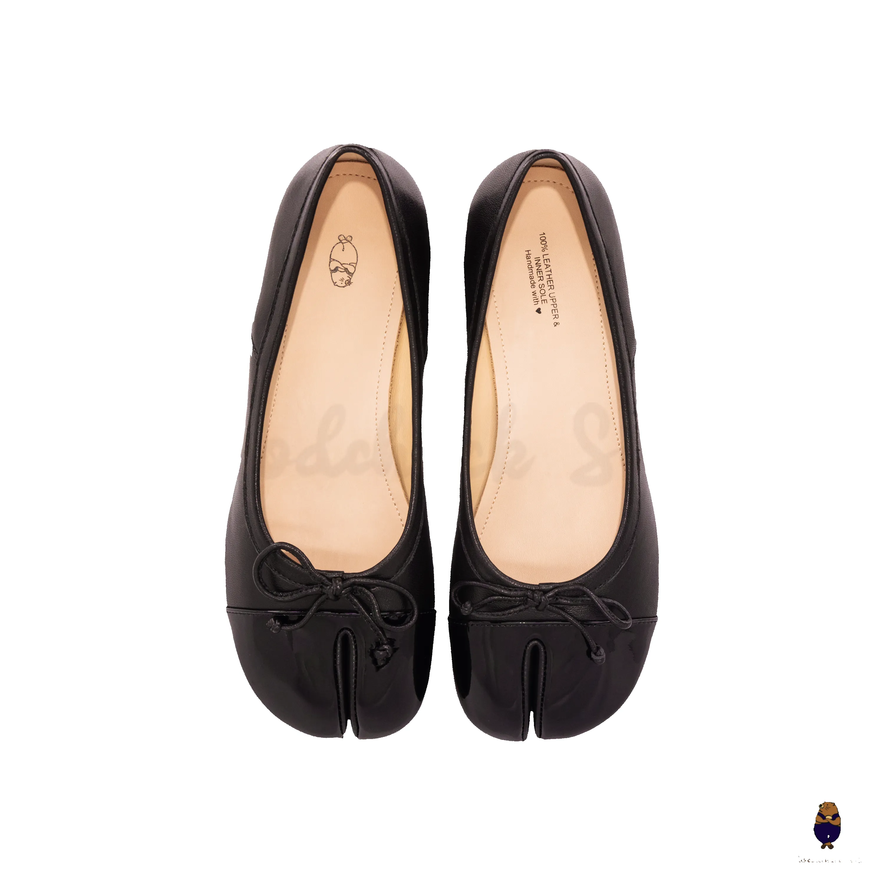 WoodchuckSato Navy Sheep Leather & Patent Cow Leather Tabi 3 cm Heel Pumps with Bow sold by WoodChuckSato product image thumbnail 3