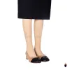 WoodChuckSato Two-Tone Tabi Ballet Heels Beige and Black Sheep Leather 3cm Heel with Bow sold by WoodChuckSato