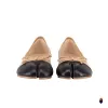 WoodChuckSato Two-Tone Tabi Ballet Heels Beige and Black Sheep Leather 3cm Heel with Bow sold by WoodChuckSato