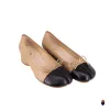WoodChuckSato Two-Tone Tabi Ballet Heels Beige and Black Sheep Leather 3cm Heel with Bow sold by WoodChuckSato