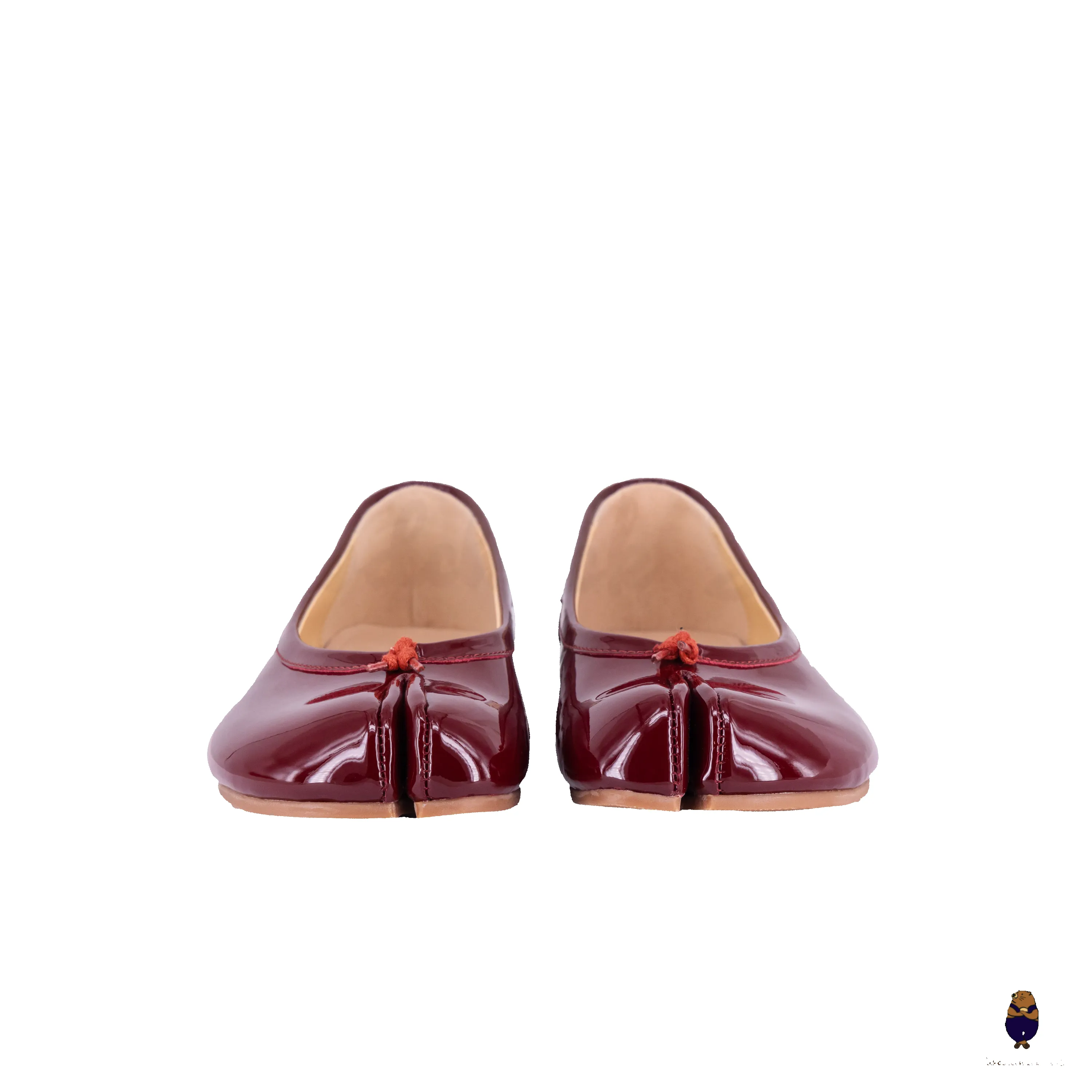 WoodChuckSato Women's Men's Burgundy Tabi Split-Toe Leather Ballet Flats sold by WoodChuckSato product image thumbnail 4